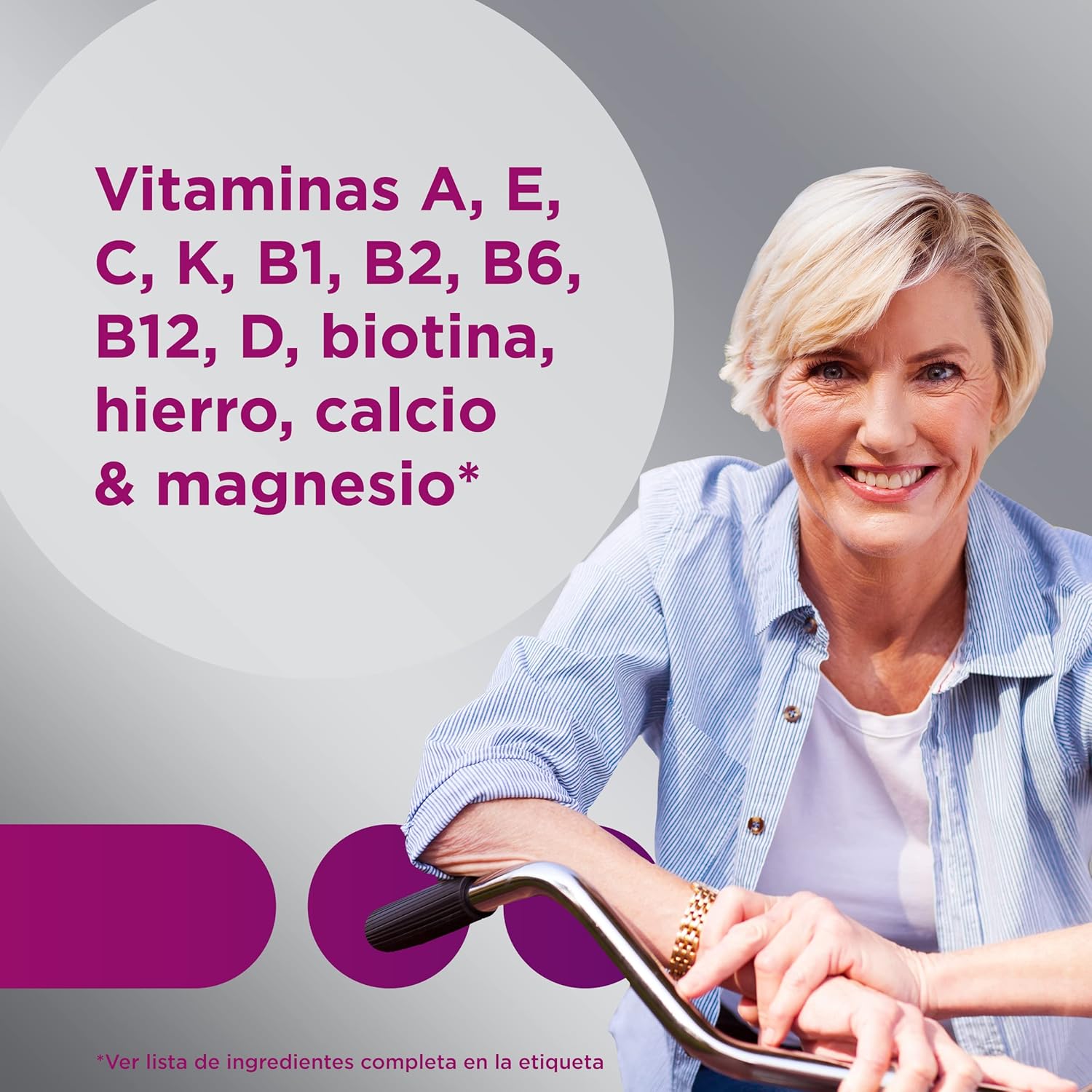 Multicentrum Mulher 50+ complemento alimentar multivitamínico e multimineral para mulheres 50, com vitamina C e zinco; pós-menopausa, sem glúten, 90 comprimidos