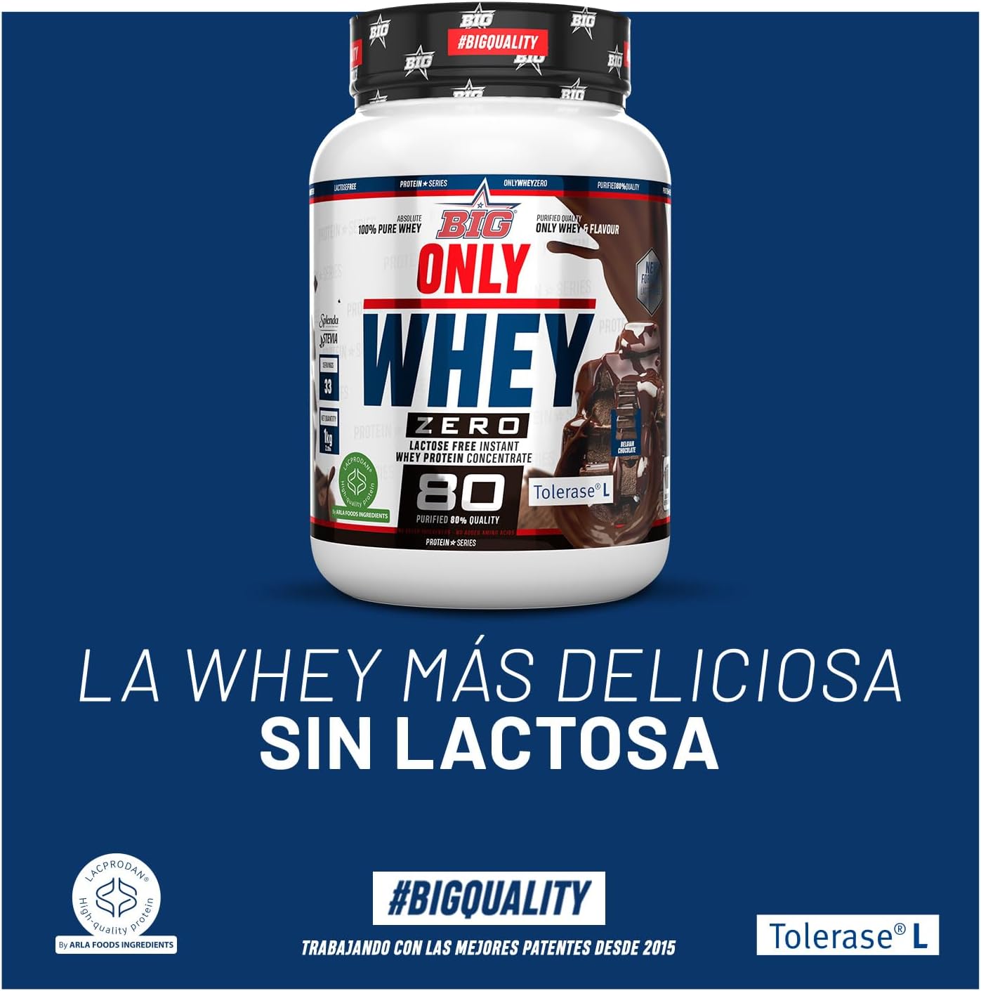BIG Only Whey Zero Cacaolat - Whey Protein - Proteína em pó para construção e recuperação muscular - Matéria-prima premium - Proteína de soro de leite sem lactose, sem açúcar e sem grumos (1 kg, BigCrac)