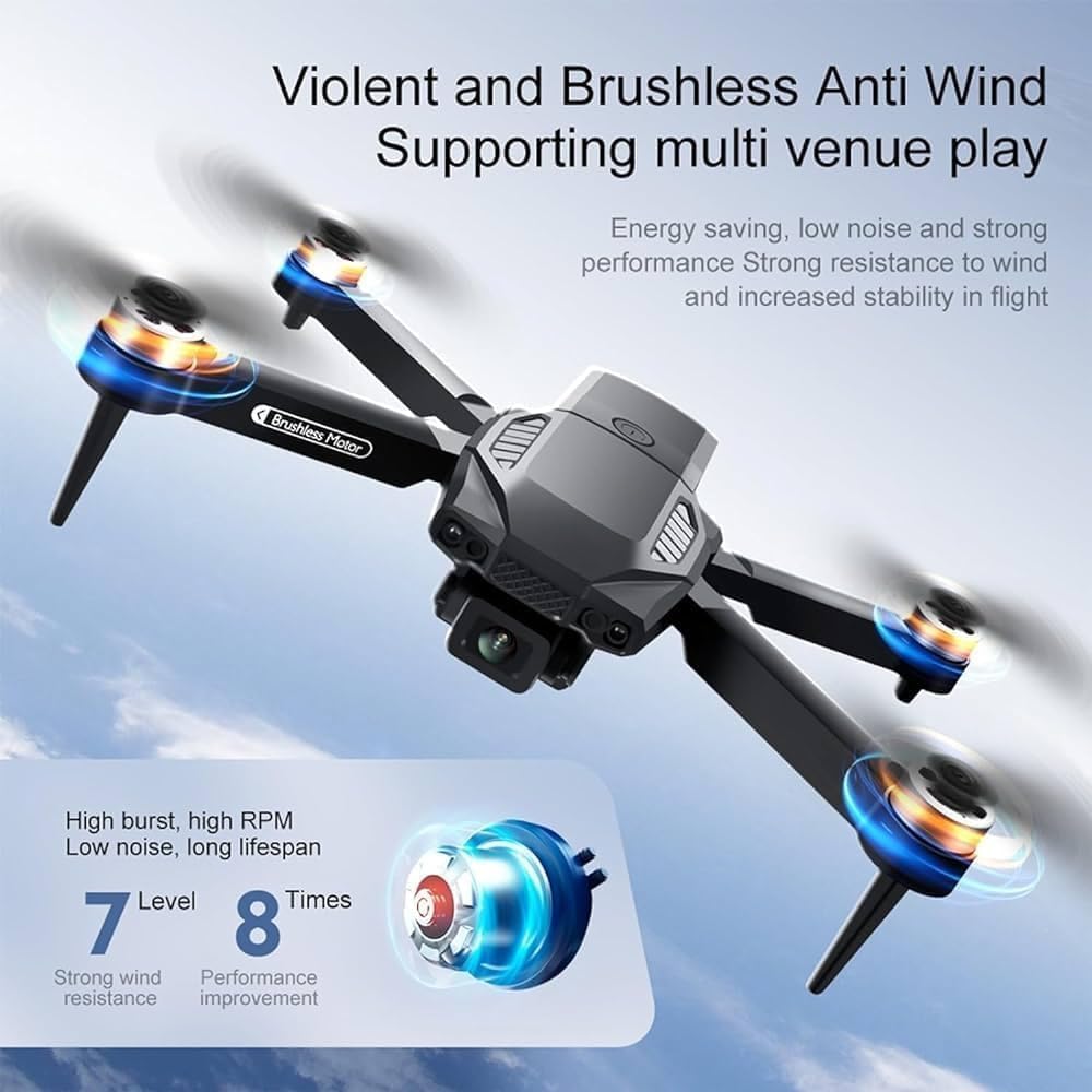 F198 Drone with 4K HD Dual Camera Brushless Motor, Wi-Fi FPV, 360° Flip, Gesture Selfie, Follow Me, One-Key Takeoff/Landing, GPS Positioning Long Flight Time Aerial Photography Drone