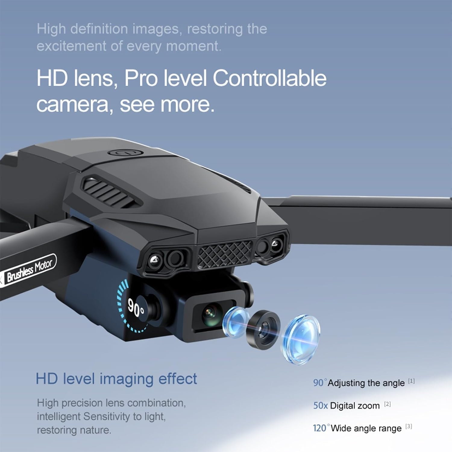 F198 Drone with 4K HD Dual Camera Brushless Motor, Wi-Fi FPV, 360° Flip, Gesture Selfie, Follow Me, One-Key Takeoff/Landing, GPS Positioning Long Flight Time Aerial Photography Drone