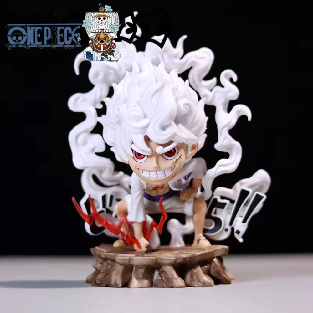 One Piece SD Nika Luffy Gear 5 Figure – Devil Fruit Awakening Collectible Statue (Pounding Pose)