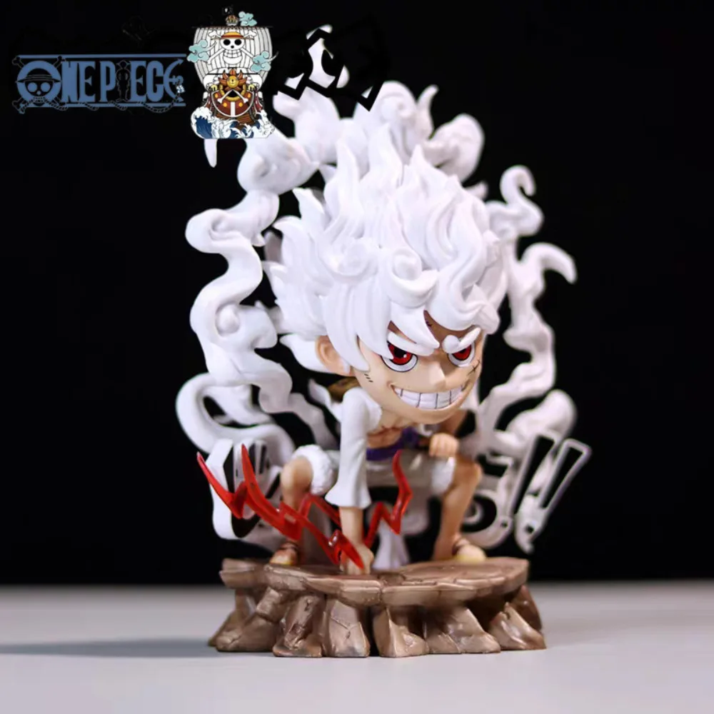 One Piece SD Nika Luffy Gear 5 Figure – Devil Fruit Awakening Collectible Statue (Pounding Pose)