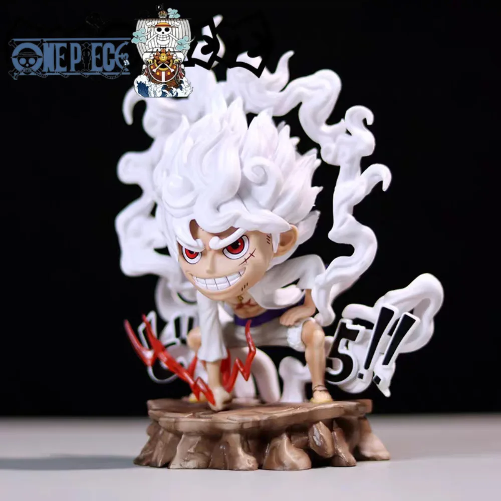 One Piece SD Nika Luffy Gear 5 Figure – Devil Fruit Awakening Collectible Statue (Pounding Pose)