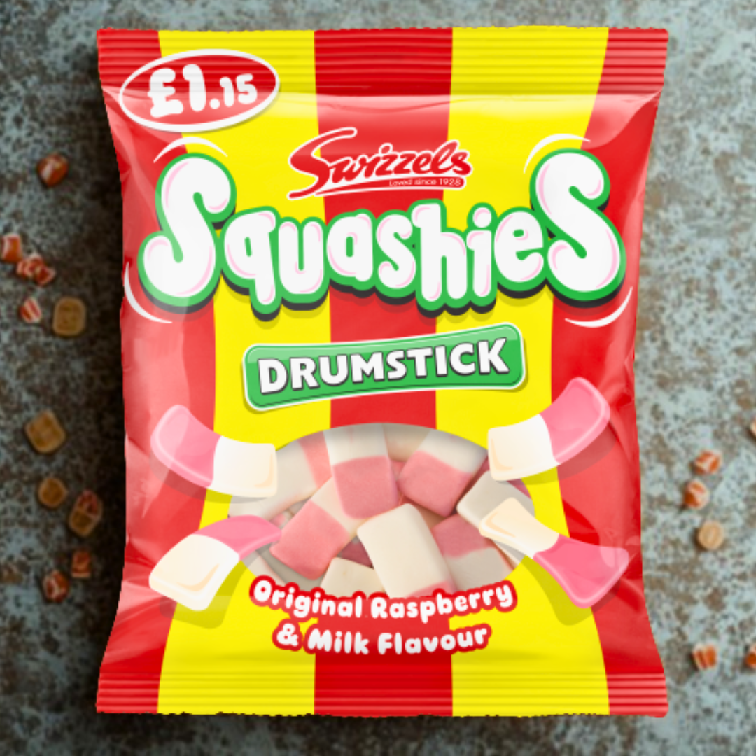 Swizzels Squashies Drumsticks - Framboise-lait 100g "DLC Dépassée"
