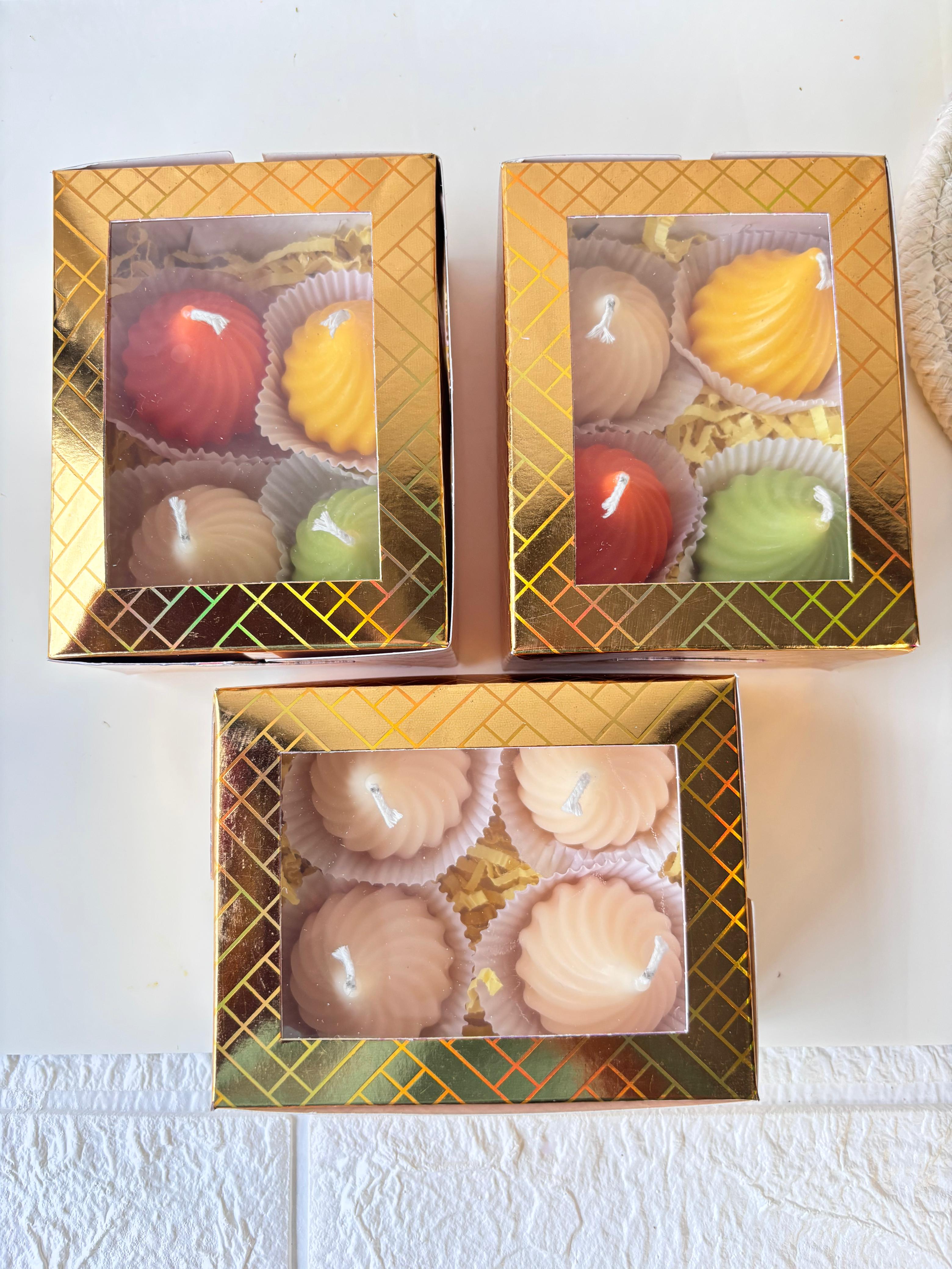 Handmade Modak Candles – Set of 4 | Vanilla Fragrance | Festive Decor | 25g Each