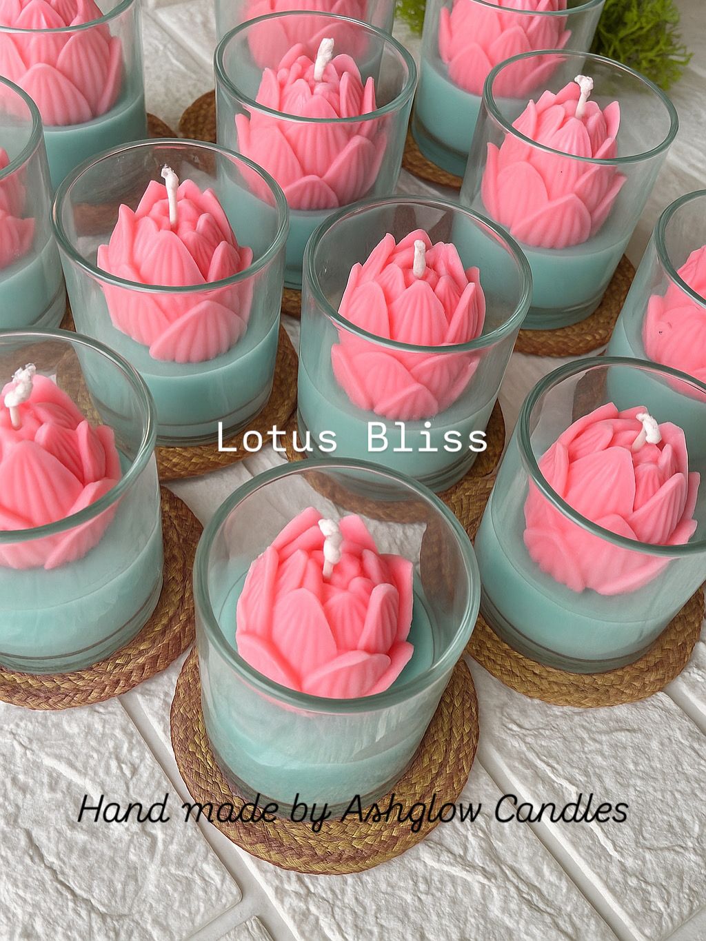 Ashglow Candles Lotus Bliss Scented Soy Wax Jar Candle | Handmade Pink Lotus Flower in Glass | Aromatherapy | Gift for Women | Home Decor | Long Burning | Eco-Friendly | 150g