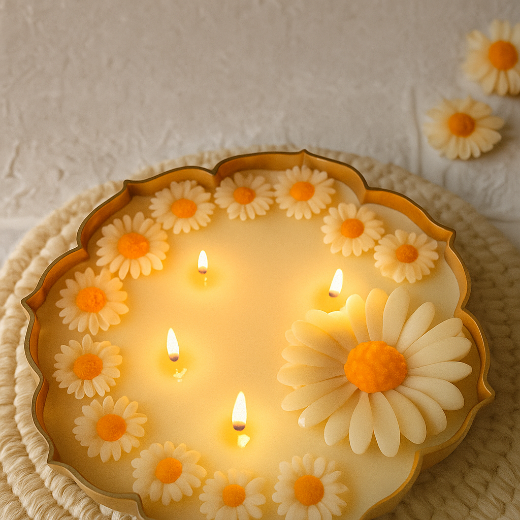Handcrafted Daisy Urli Candle | 5.5 Inch | Pure Soy Wax | Floral Decorative Candle for Home Decor & Gifting