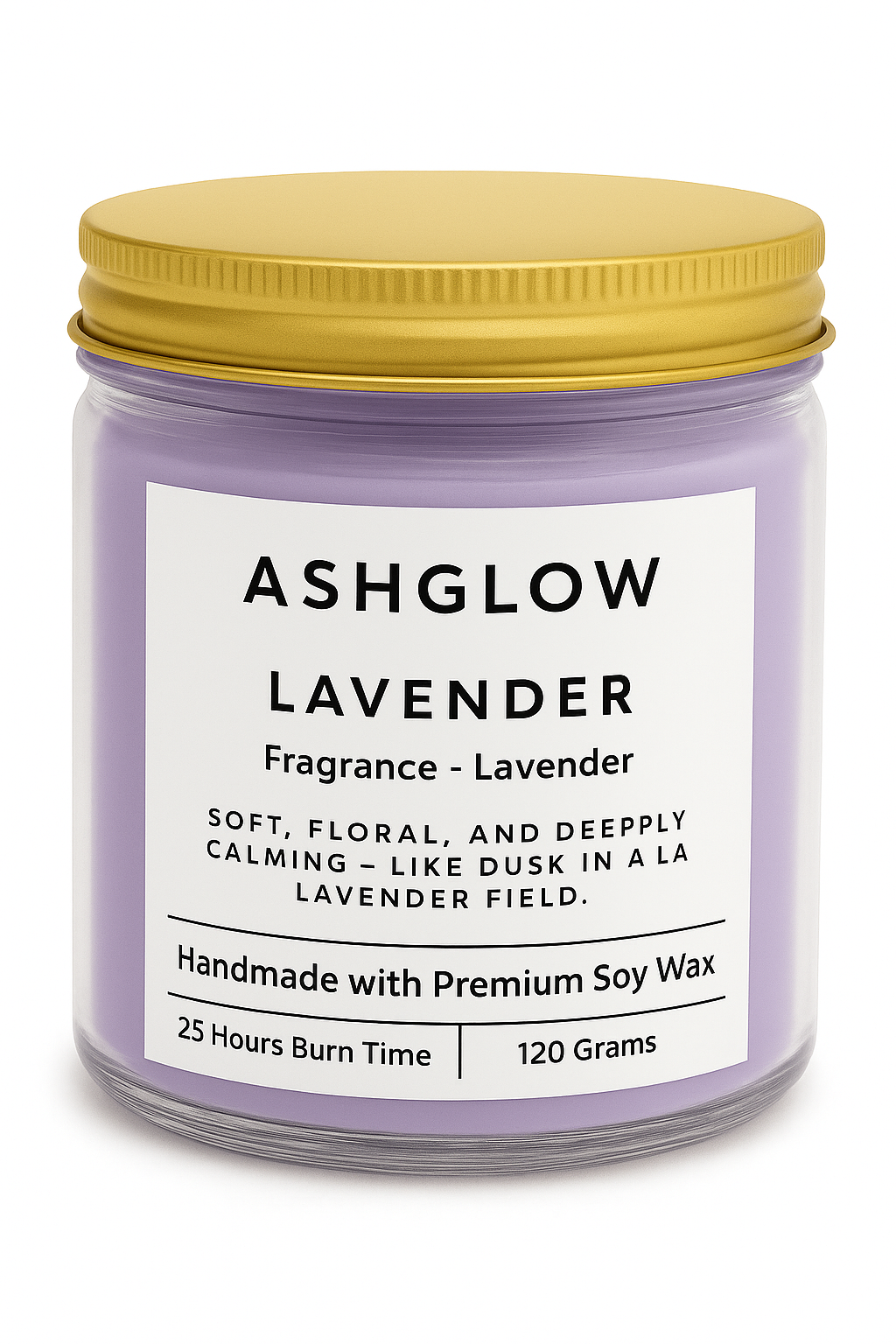 Ashglow Lavender Scented Soy Wax Candle in Glass Jar | Relaxing & Handmade I Perfect for Aromatherapy & Gift
