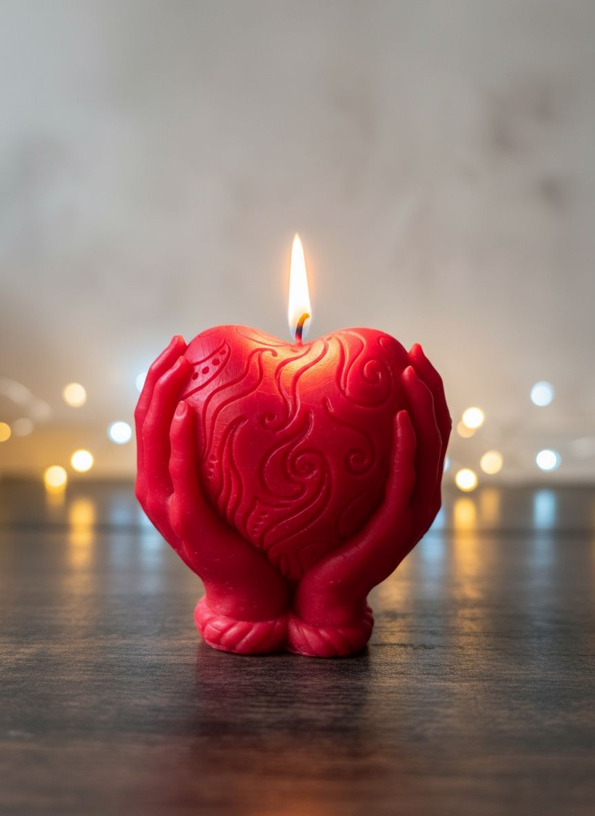 Ashglow Red Heart Candle in Hands |Romantic Decorative Candle for Gifting & Home Décor| Perfect Gift for Couples| Valentine & Special Occasions