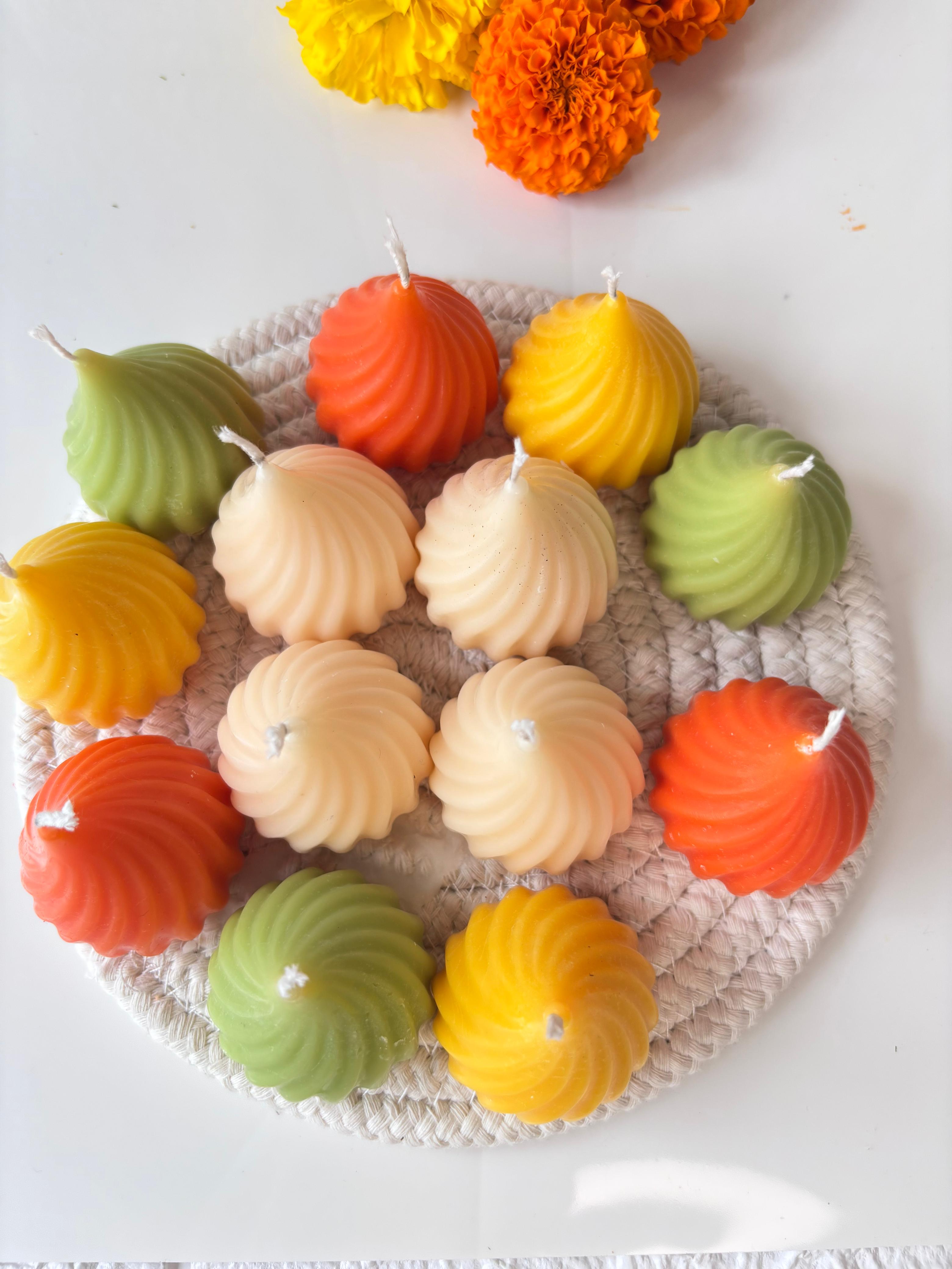 Handmade Modak Candles – Set of 4 | Vanilla Fragrance | Festive Decor | 25g Each