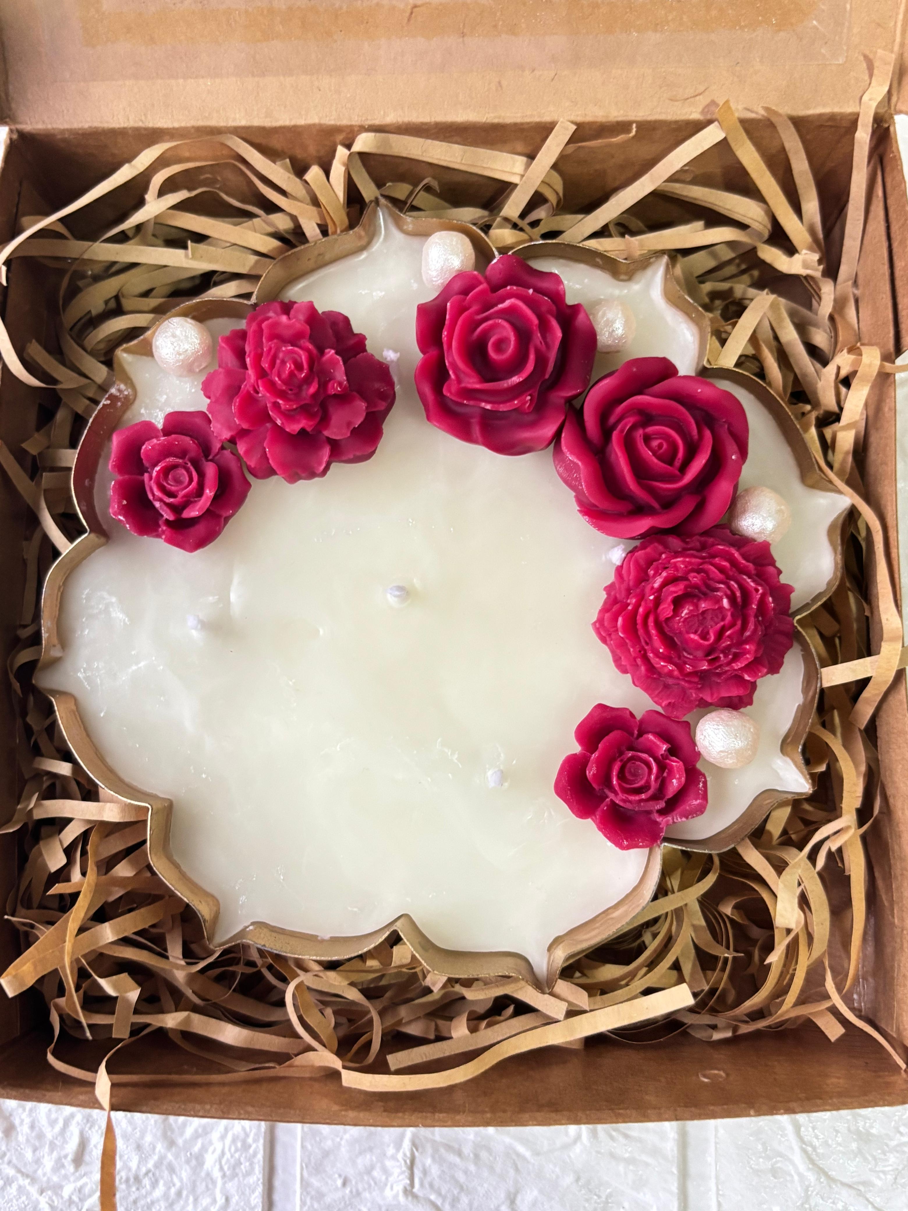 Handcrafted | Rose Embedded | Premium Decorative Urli Candle