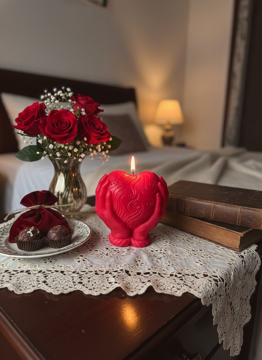 Ashglow Red Heart Candle in Hands |Romantic Decorative Candle for Gifting & Home Décor| Perfect Gift for Couples| Valentine & Special Occasions