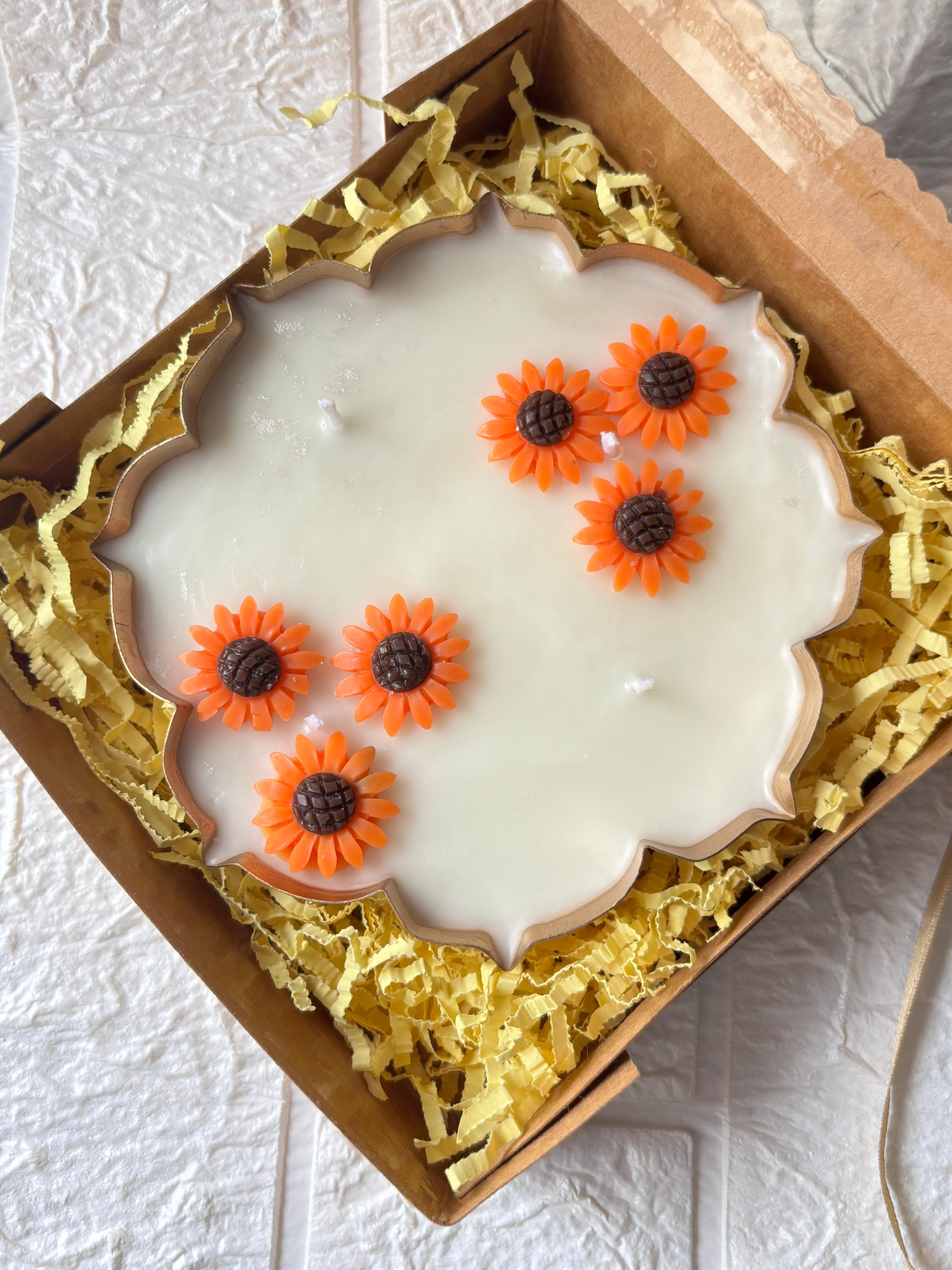 Handcrafted Sunflower Urli Candle – 5.5 Inch | Soy Wax | Customizable Fragrance