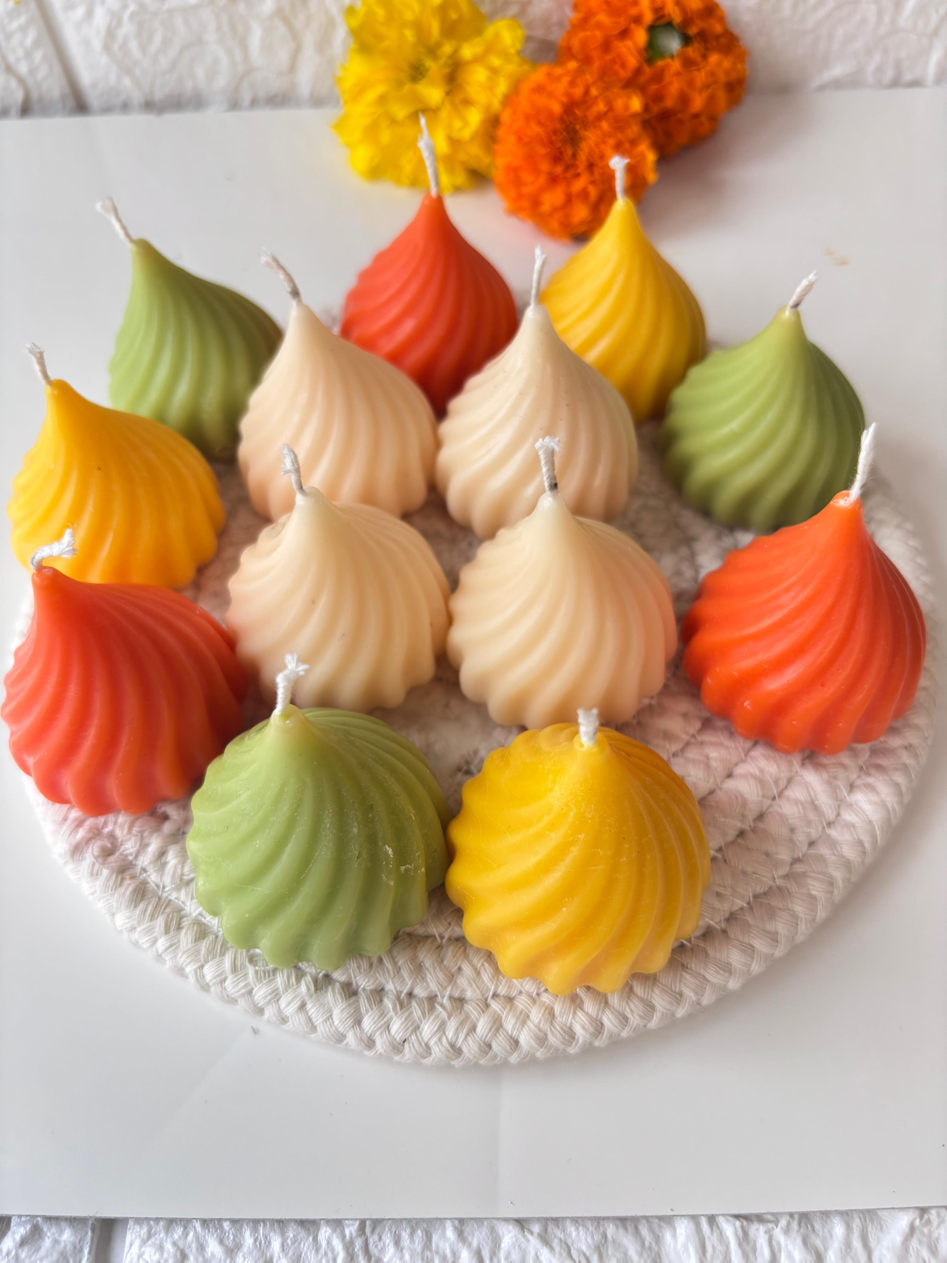 Handmade Modak Candles – Set of 4 | Vanilla Fragrance | Festive Decor | 25g Each