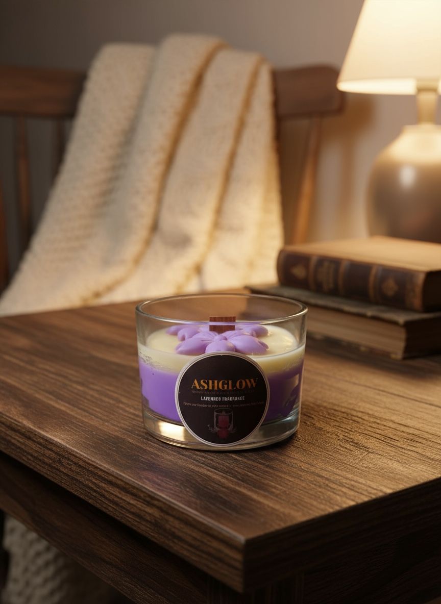 Ashglow Lavender Bliss Pure Soy wax  Candle by | Aromatherapy for Mindful Living | Long Lasting, Handcrafted|Eco-Friendly