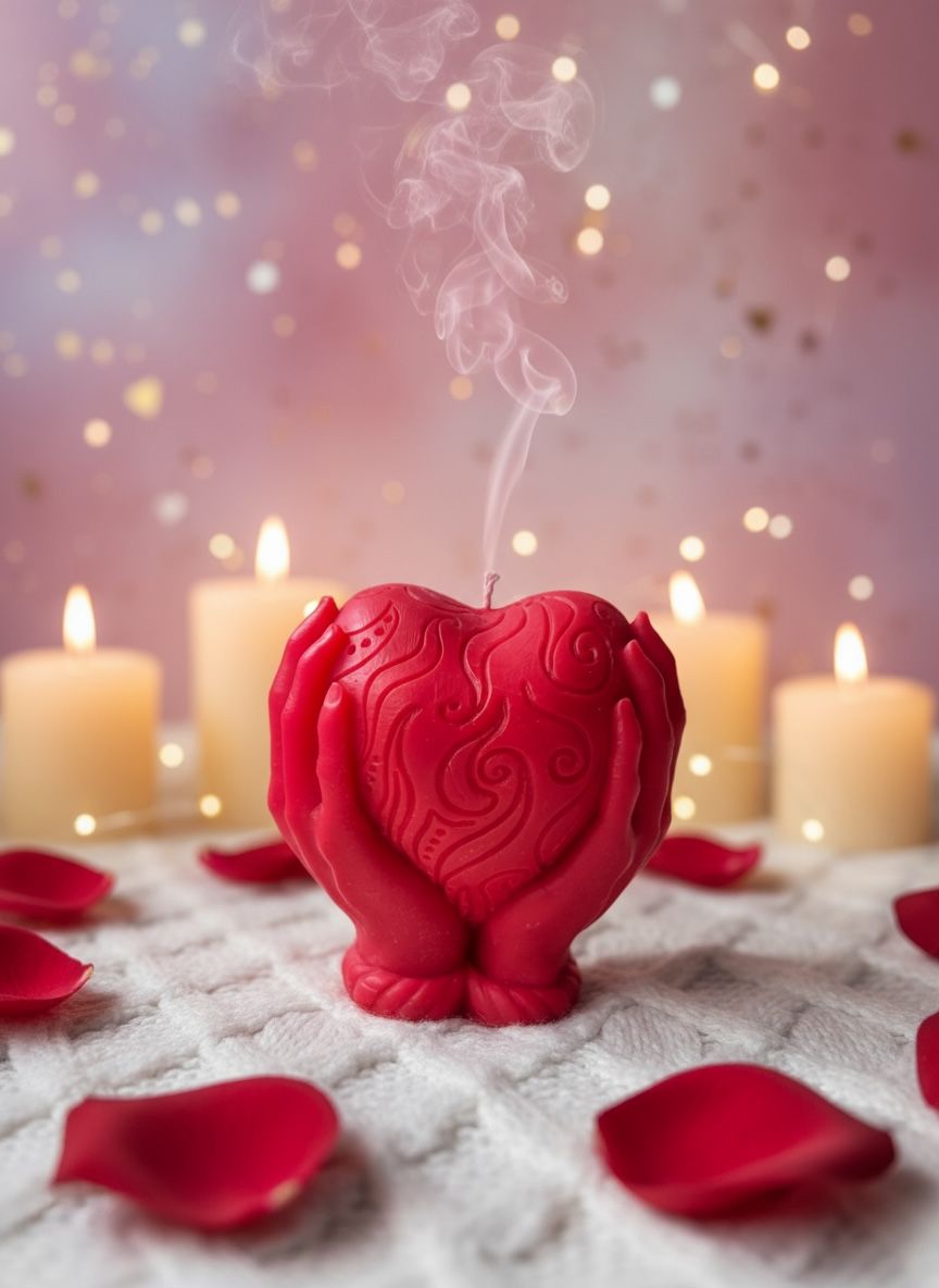 Ashglow Red Heart Candle in Hands |Romantic Decorative Candle for Gifting & Home Décor| Perfect Gift for Couples| Valentine & Special Occasions