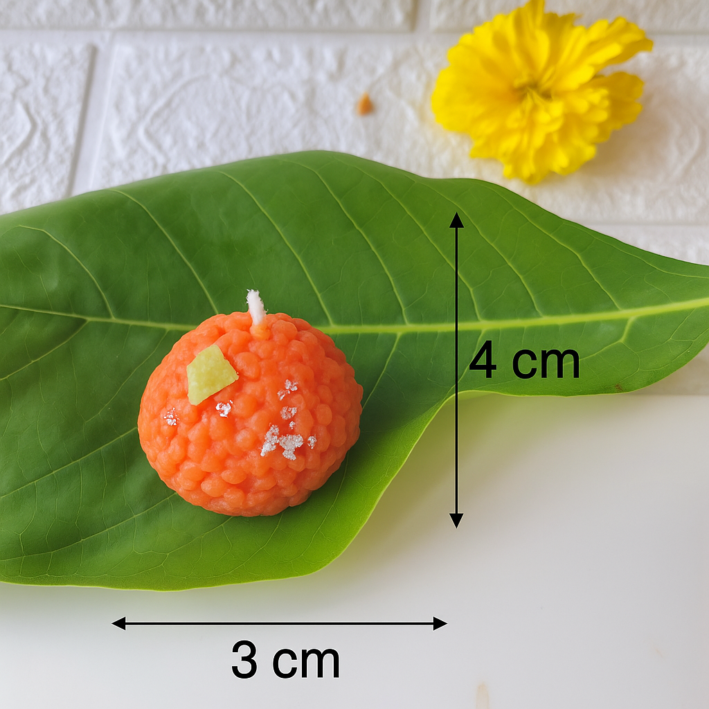 Ashglow Traditional motichoor  Ladoo Candles  in Saffron & cardamom fragrance for Festive Gifting, Home Decor, Diwali Gift Set 