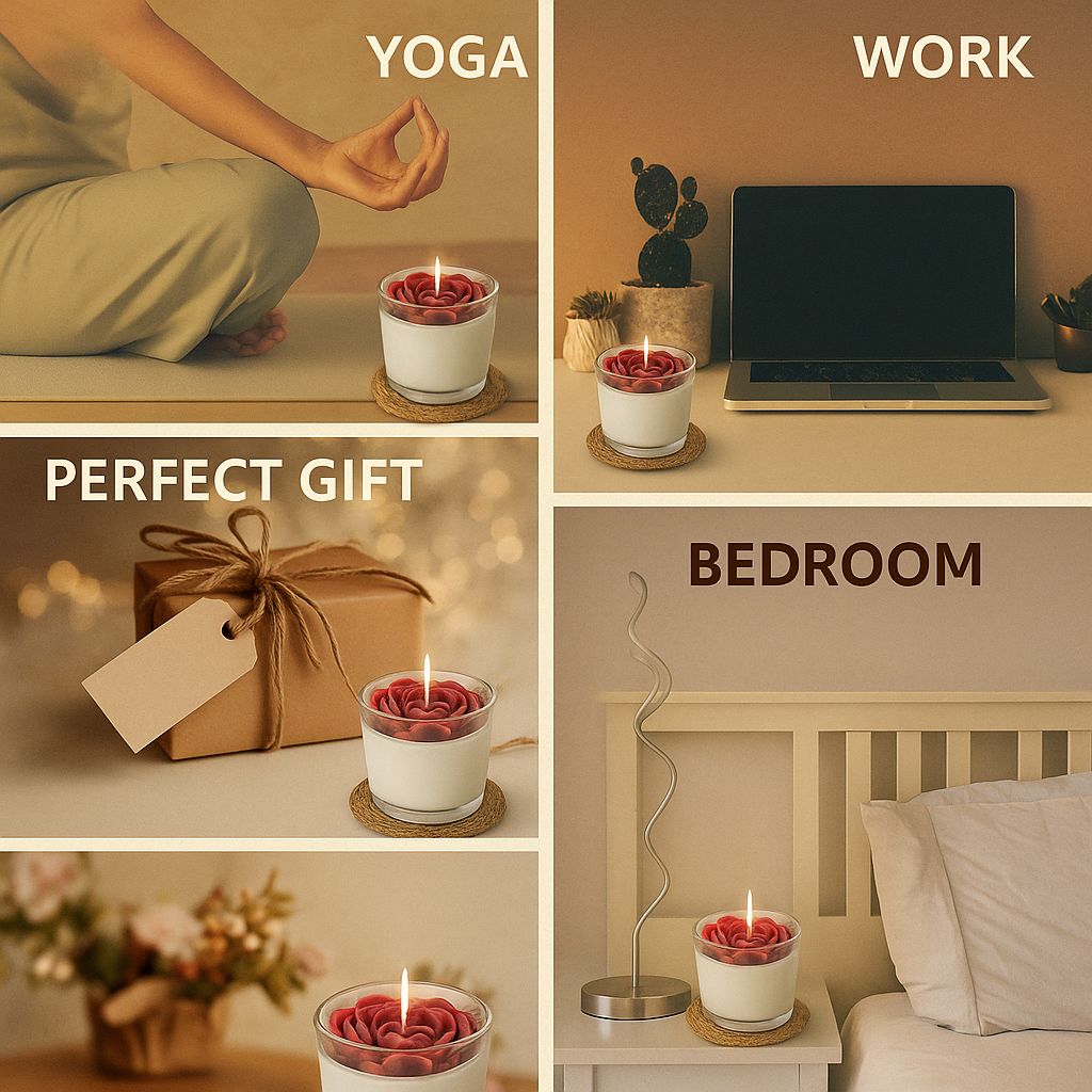 Rose Bloom Scented Candle by ASHGLOW – Handcrafted Floral Design & Natural Fragrance