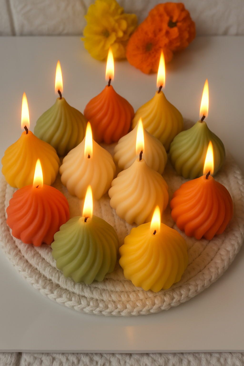 Handmade Modak Candles – Set of 4 | Vanilla Fragrance | Festive Decor | 25g Each