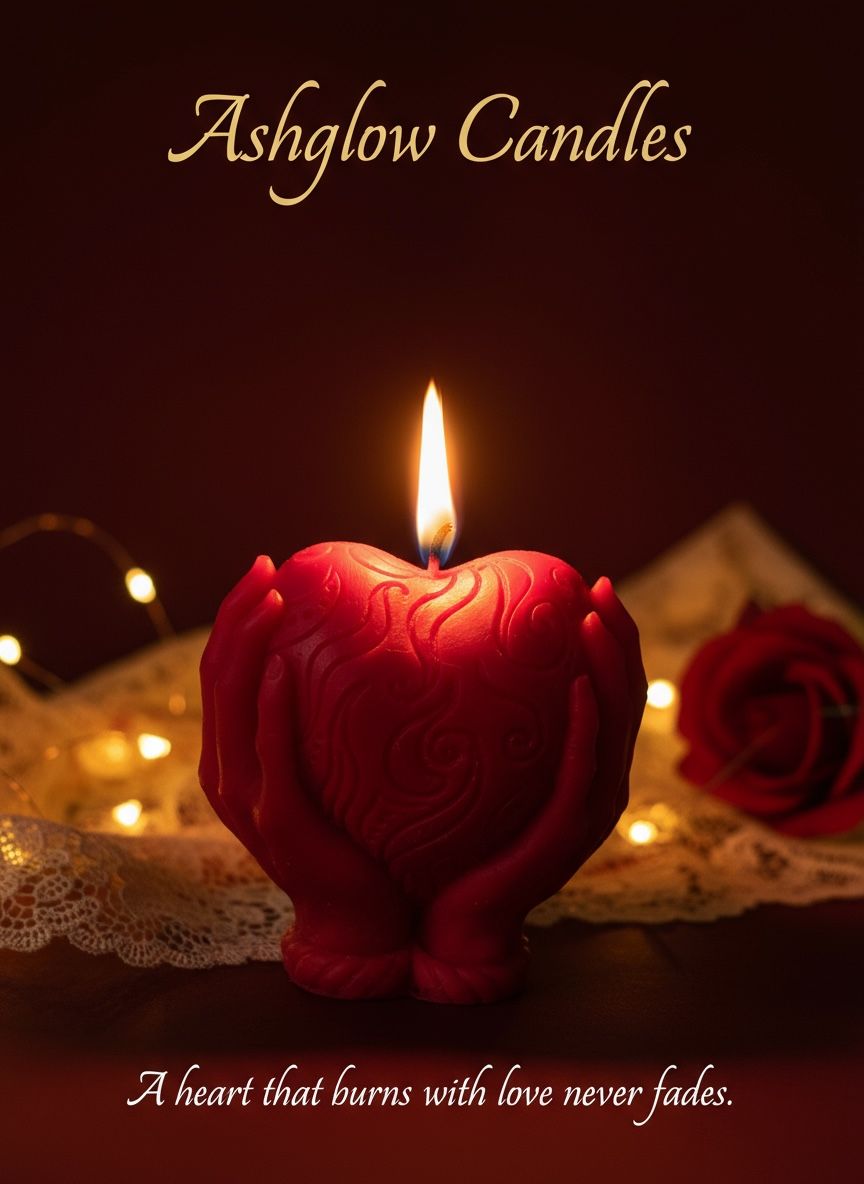 Ashglow Red Heart Candle in Hands |Romantic Decorative Candle for Gifting & Home Décor| Perfect Gift for Couples| Valentine & Special Occasions