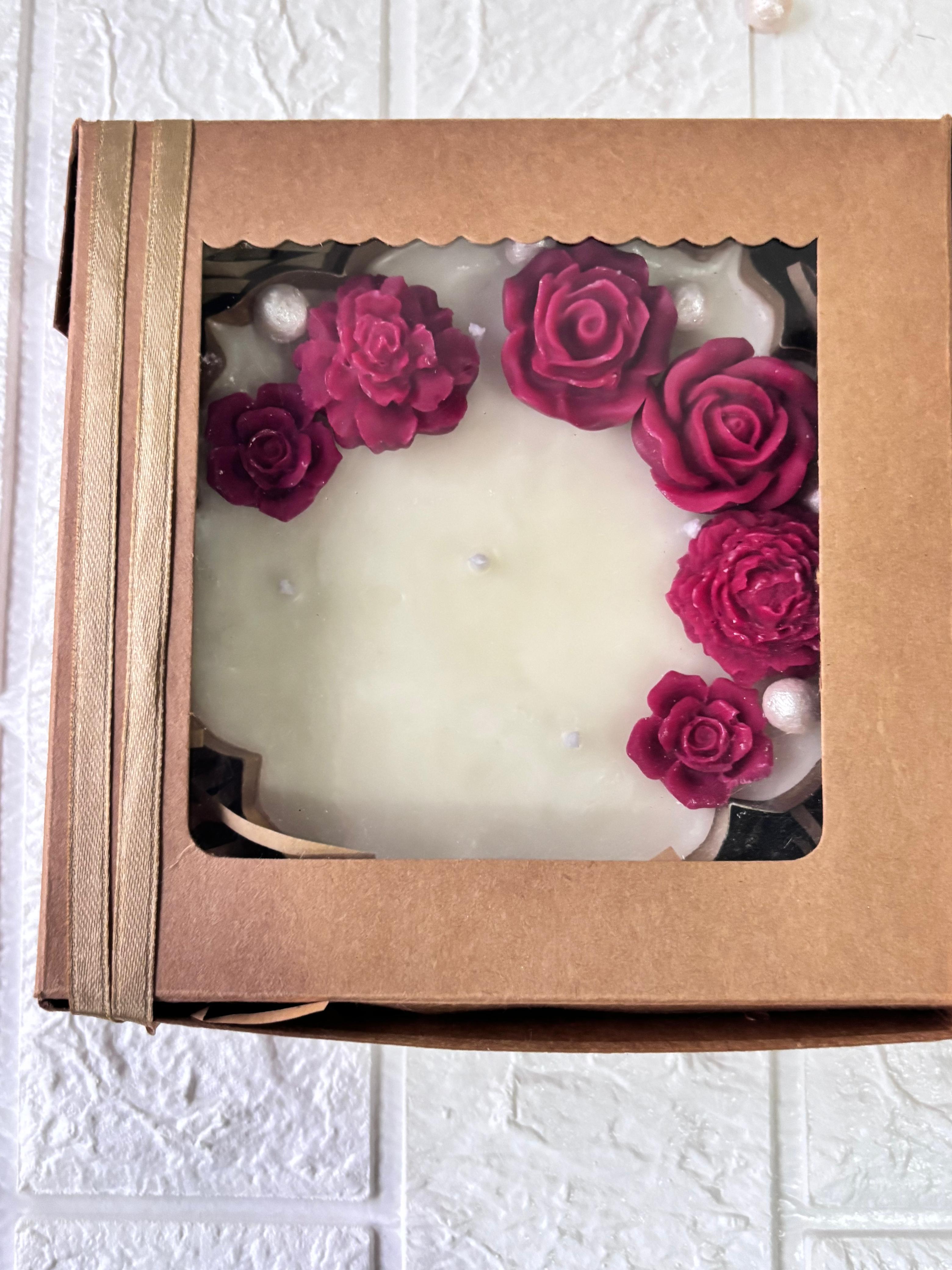 Handcrafted | Rose Embedded | Premium Decorative Urli Candle