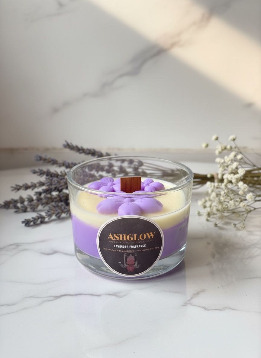 Ashglow Lavender Bliss Pure Soy wax  Candle by | Aromatherapy for Mindful Living | Long Lasting, Handcrafted|Eco-Friendly