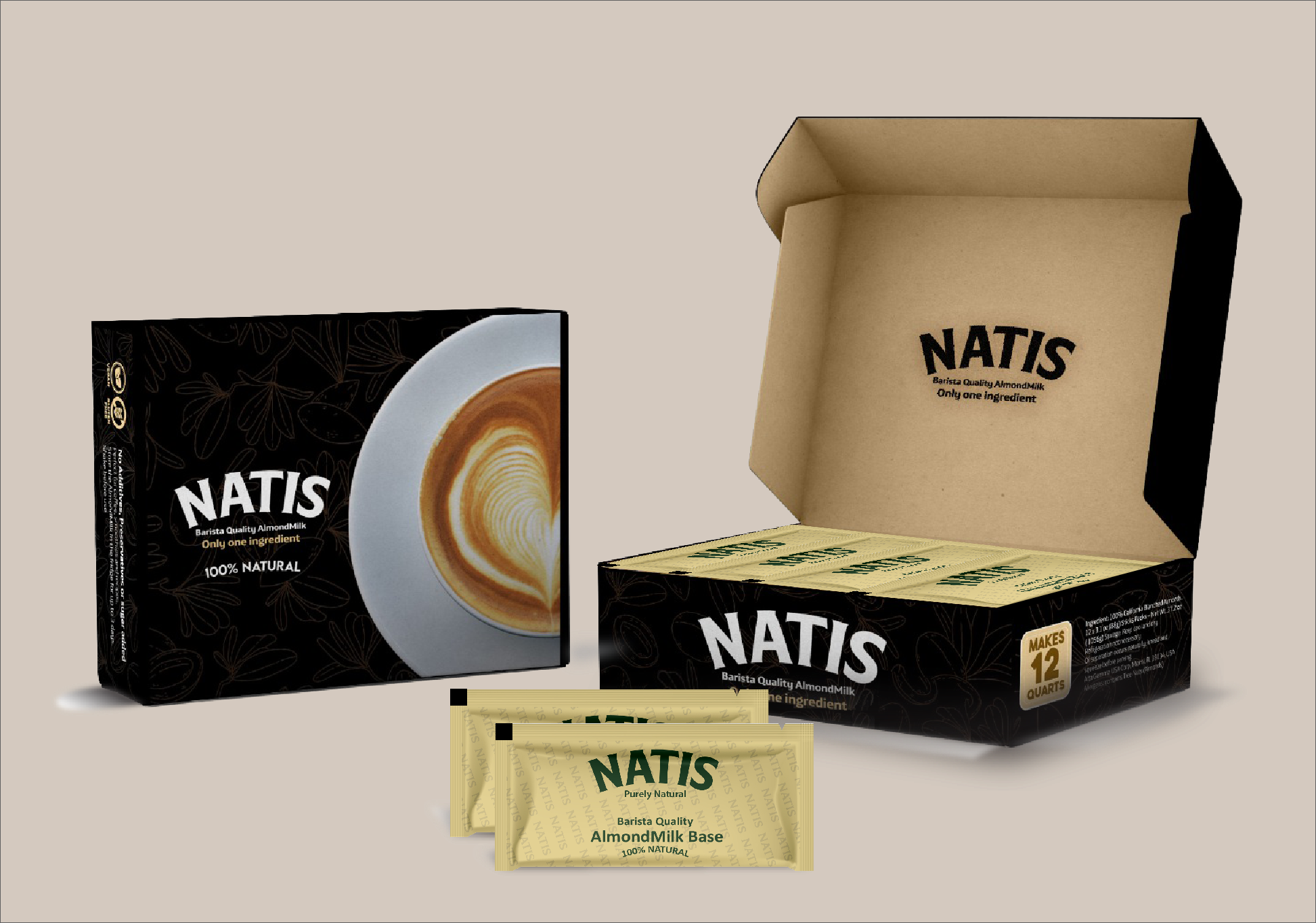 NATIS Almond Milk Base- 12 Stick Packs Box