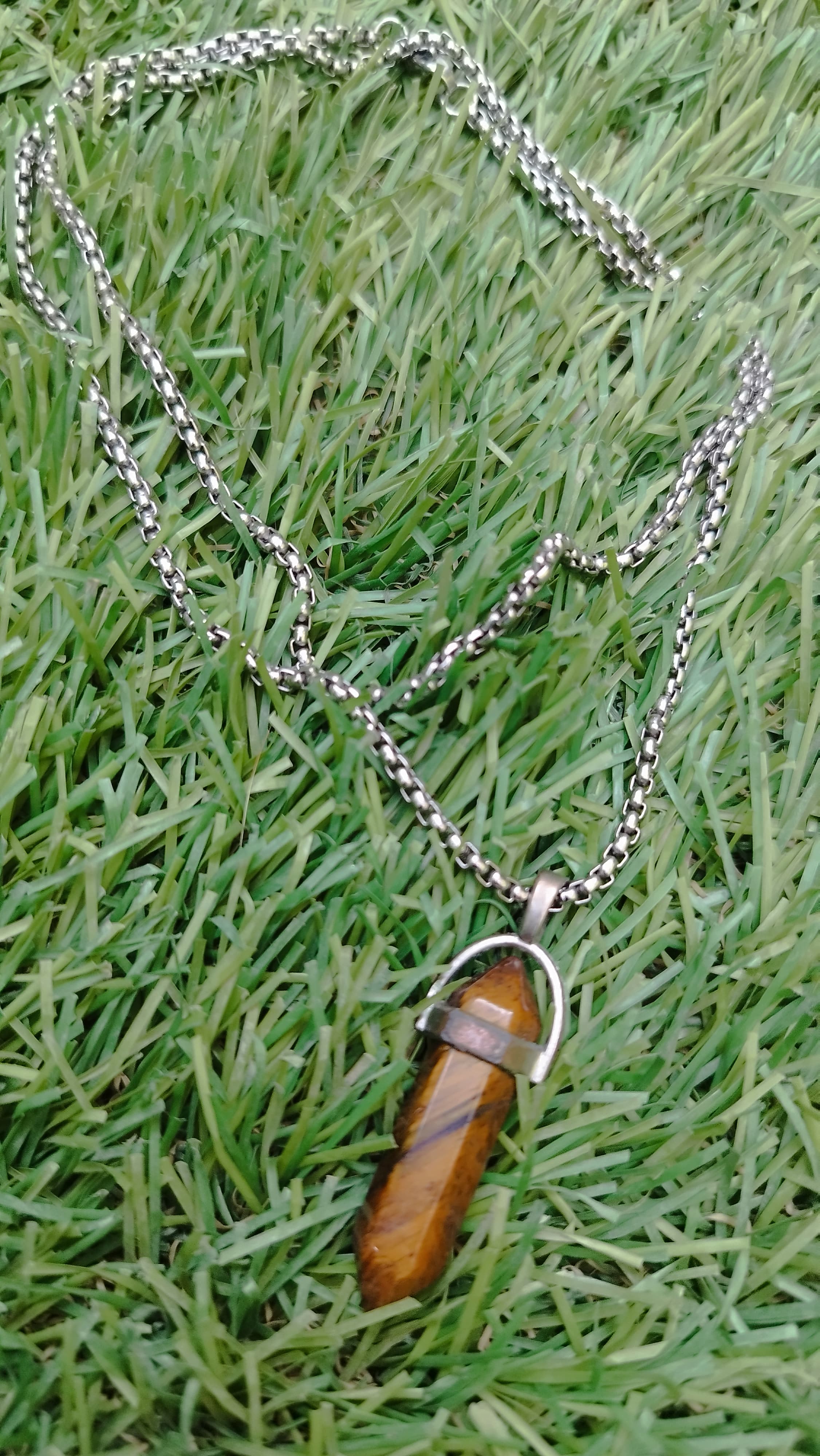 Collar con CUARZO tipo piedra ojo de tigre