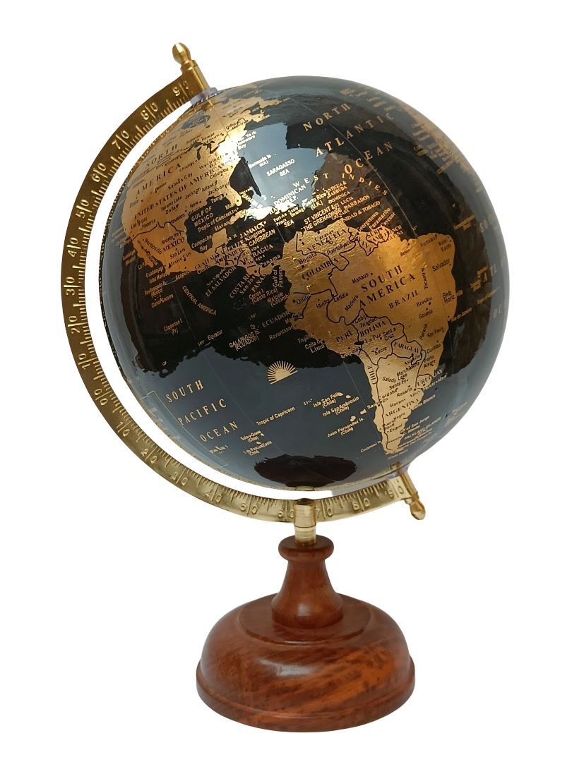 Black and  gold decorative world globe
