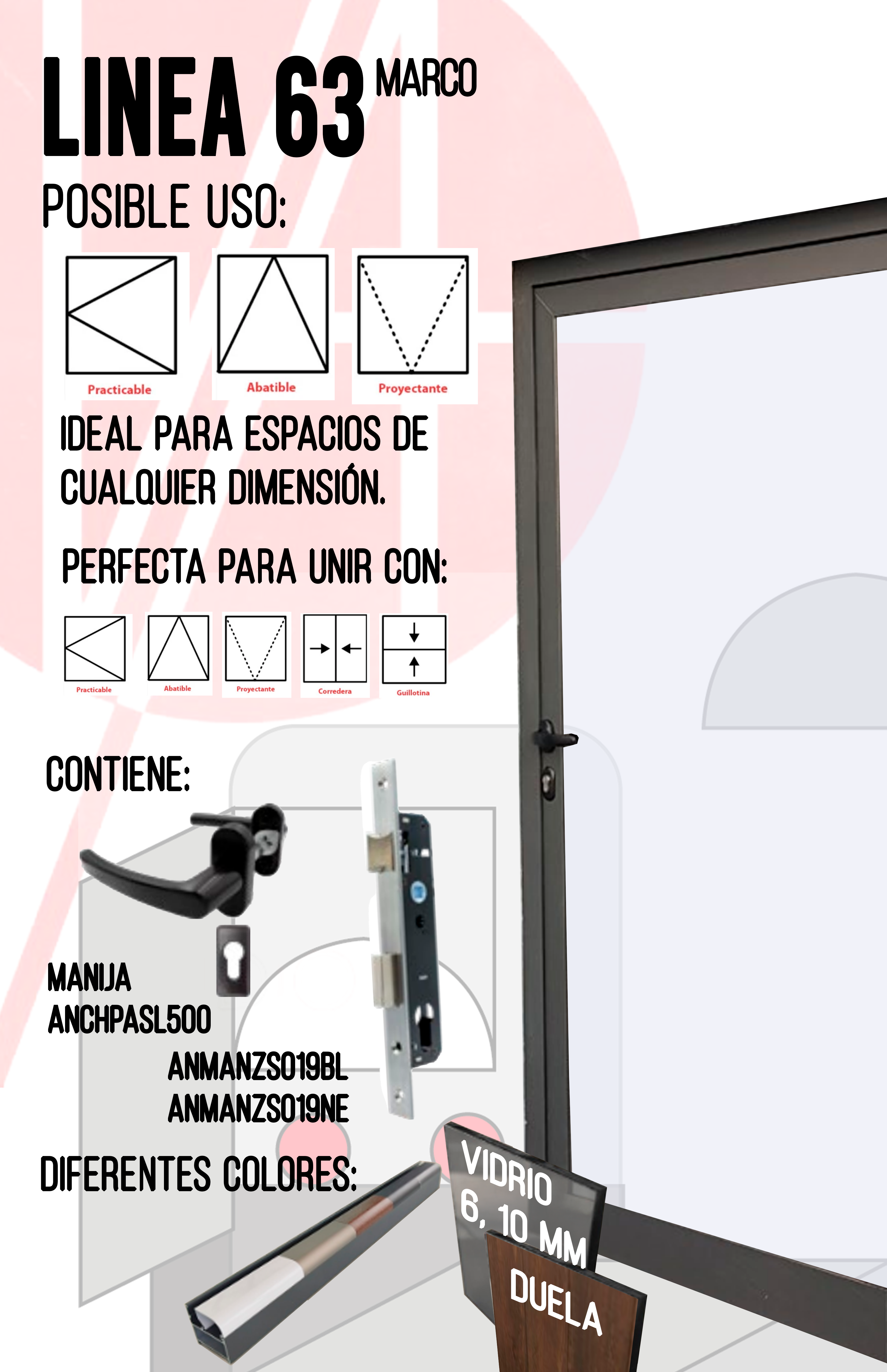 Puerta Batiente-Marco 63 Linea Europea