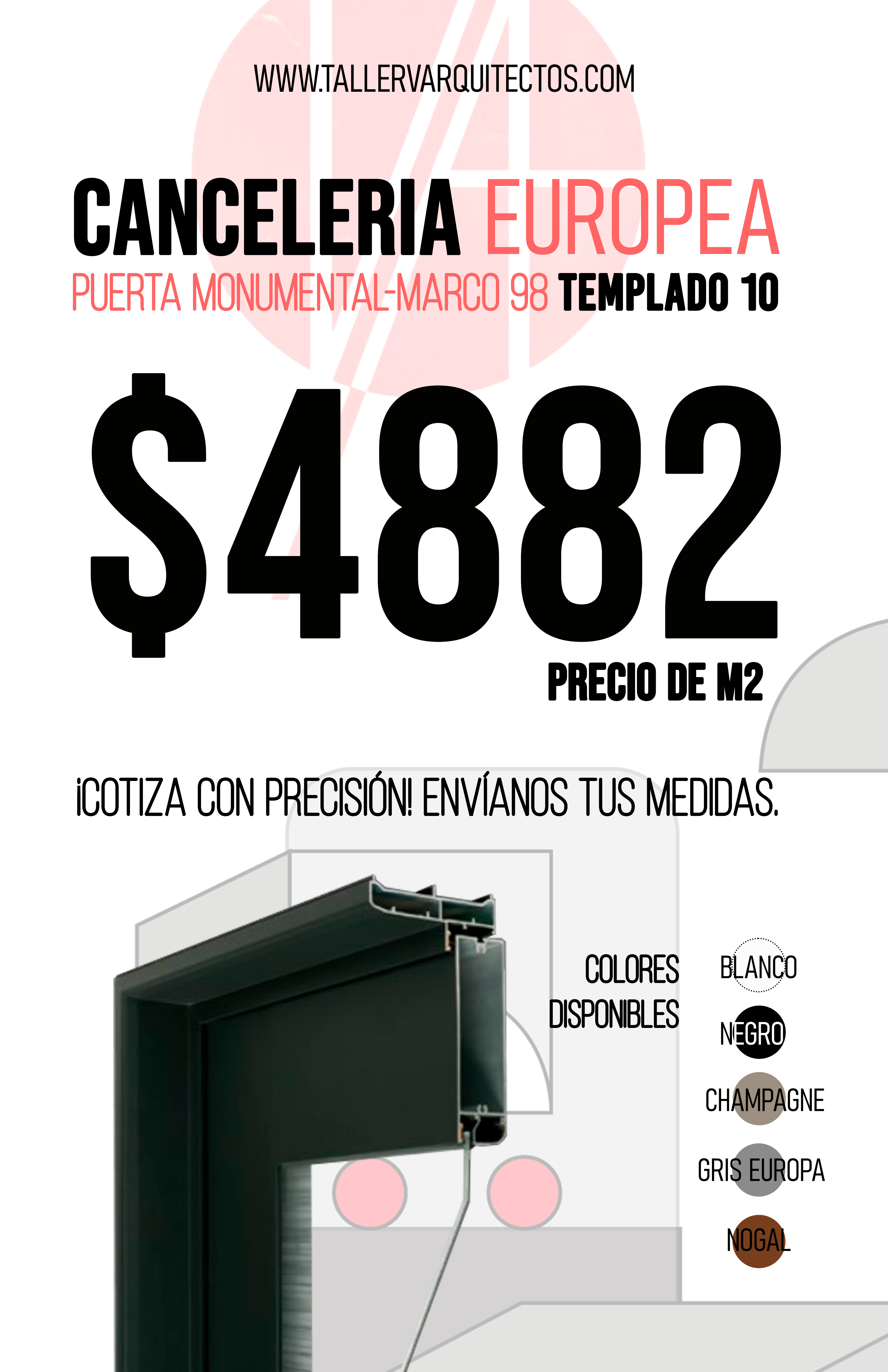 Puerta Batiente Monumental-Marco 98 Linea Europea