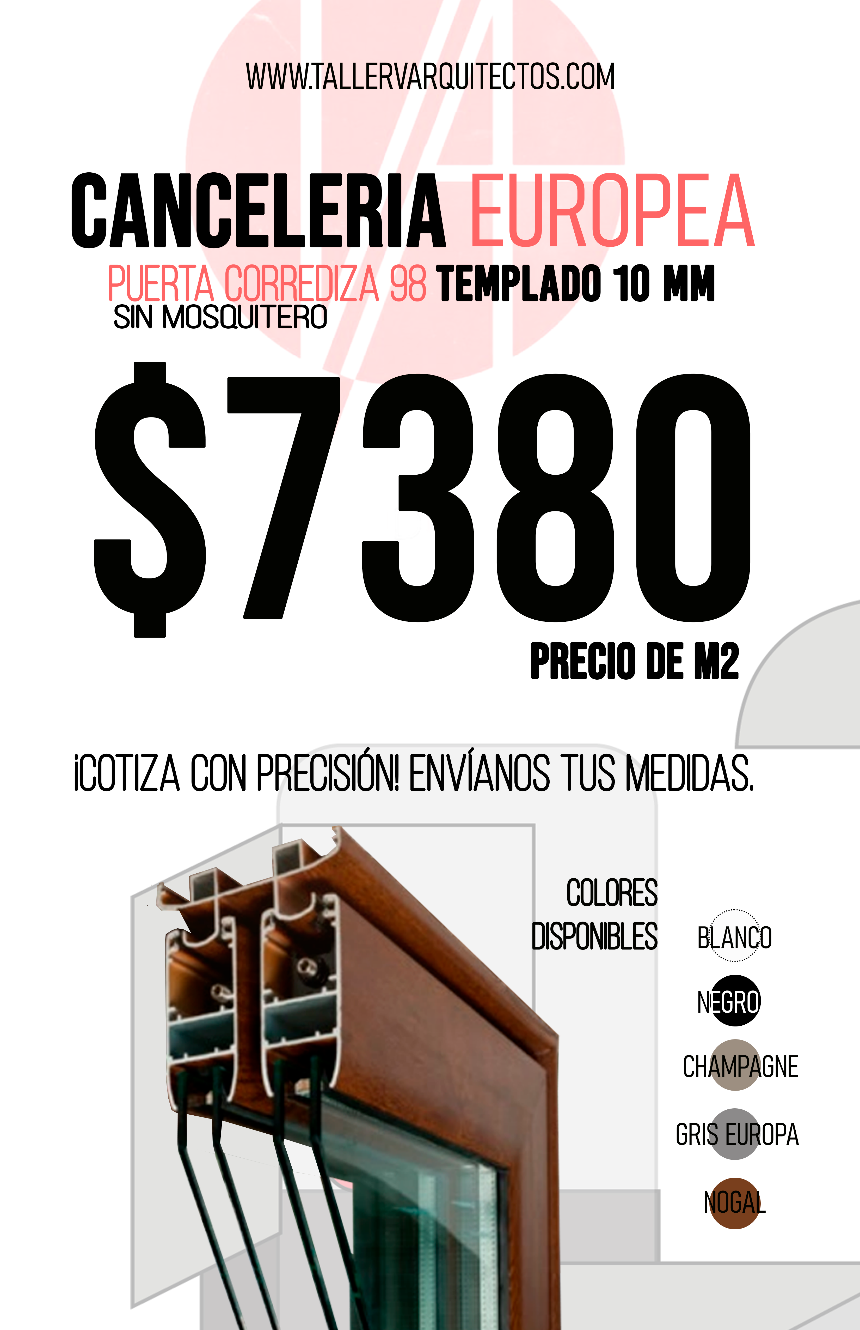 Puerta Corrediza OX sin Mosquitero-Marco 98 Linea Europea