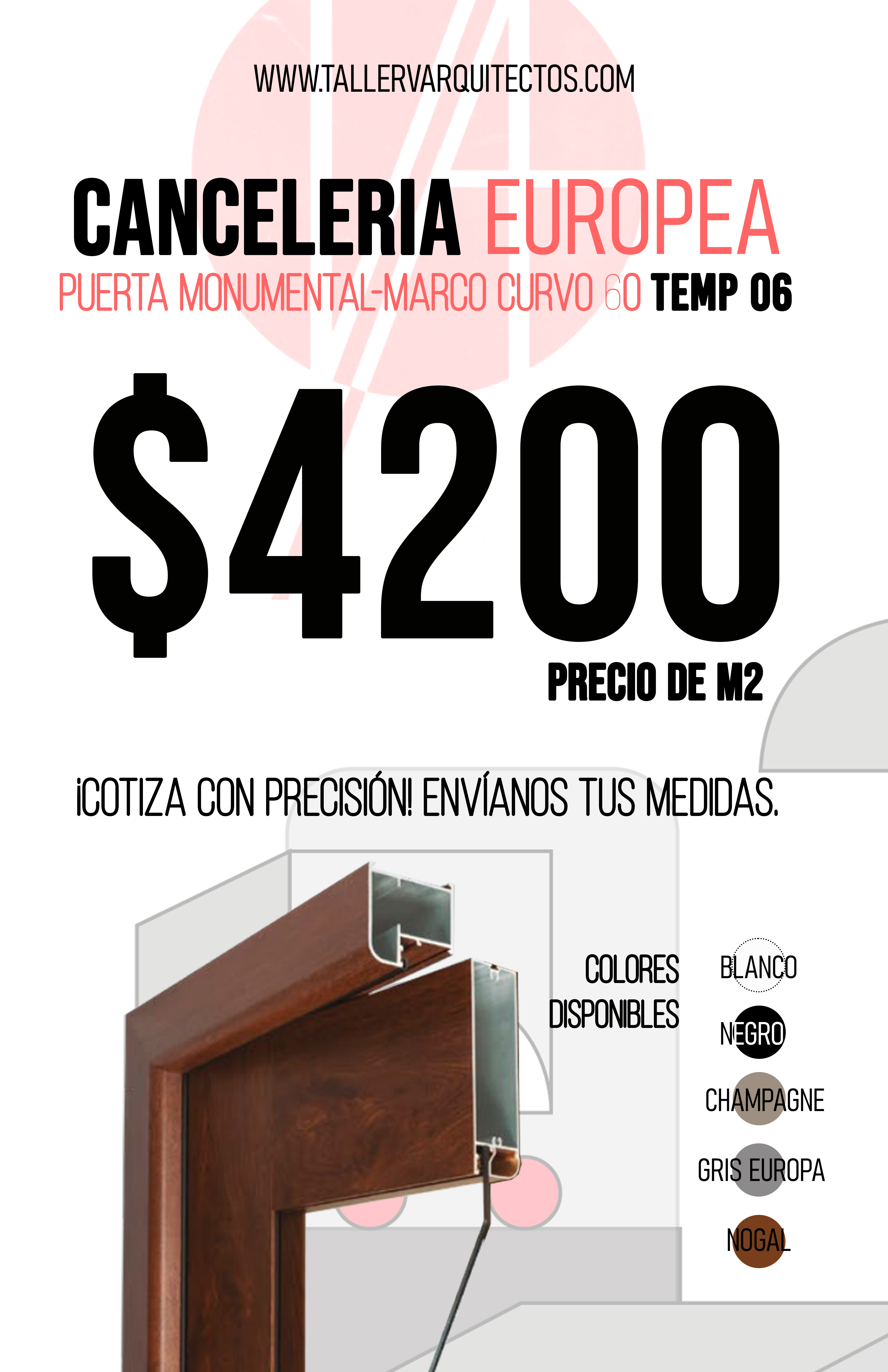 Puerta Batiente Monumental-Marco 60 Curvo Linea Europea