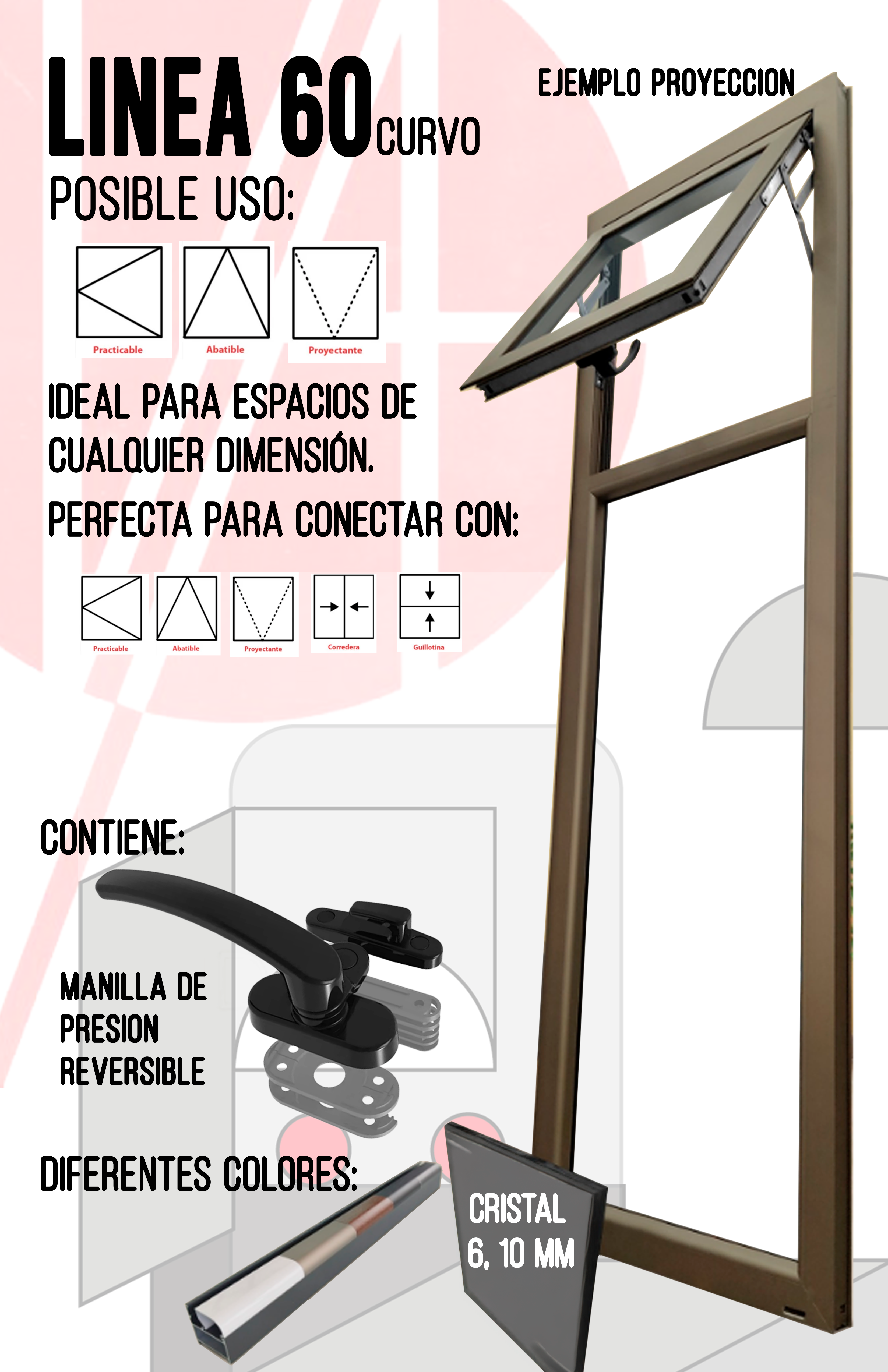 Cancelaría Ventana Batiente 60 Linea Europea