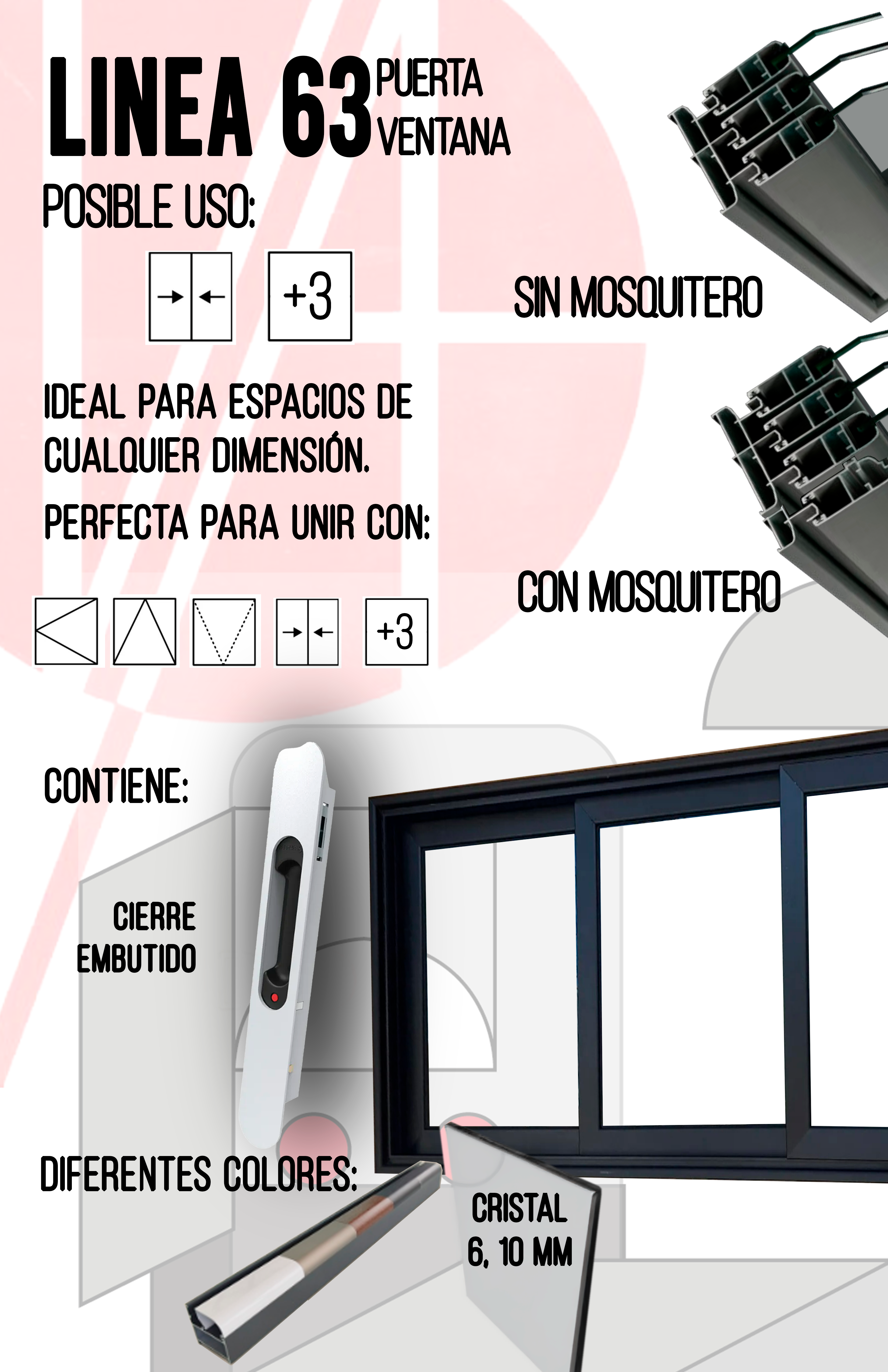 Ventana Corrediza XOX sin Mosquitero-Marco 63 Linea Europea