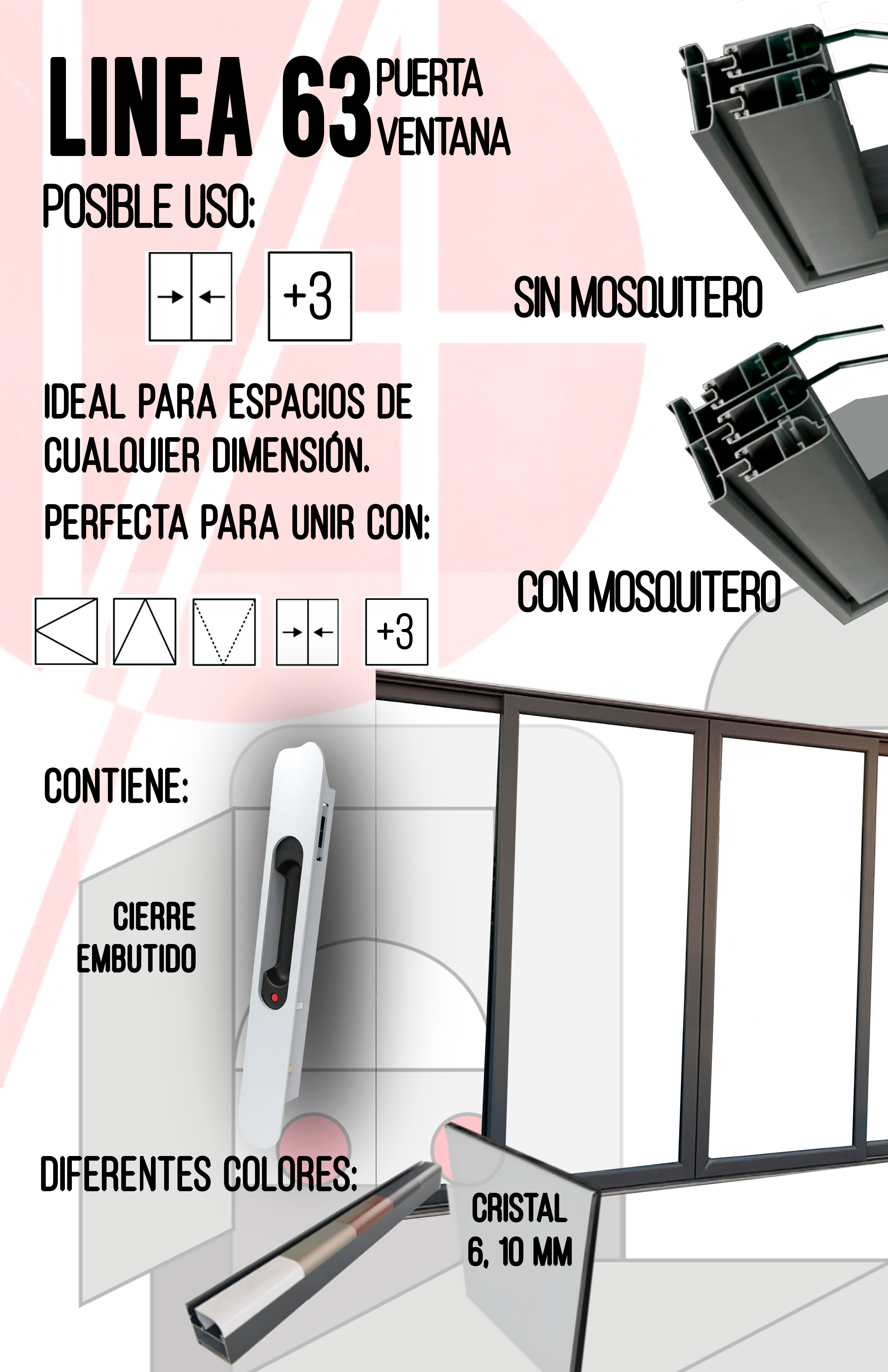 Ventana Corrediza OXXO con Mosquitero-Marco 63 Linea Europea