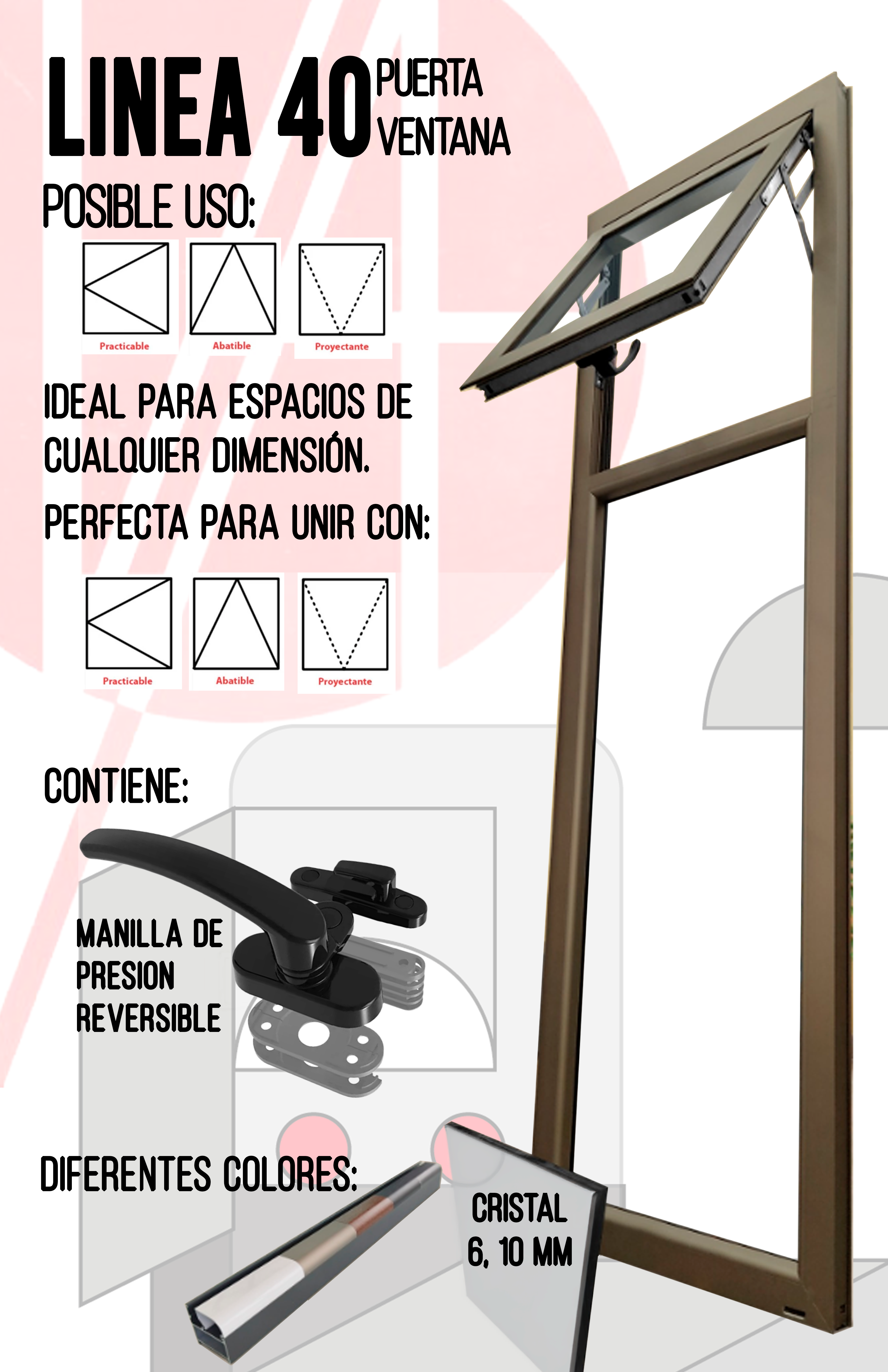 Cancelaría Ventana Batiente 40 Linea Europea