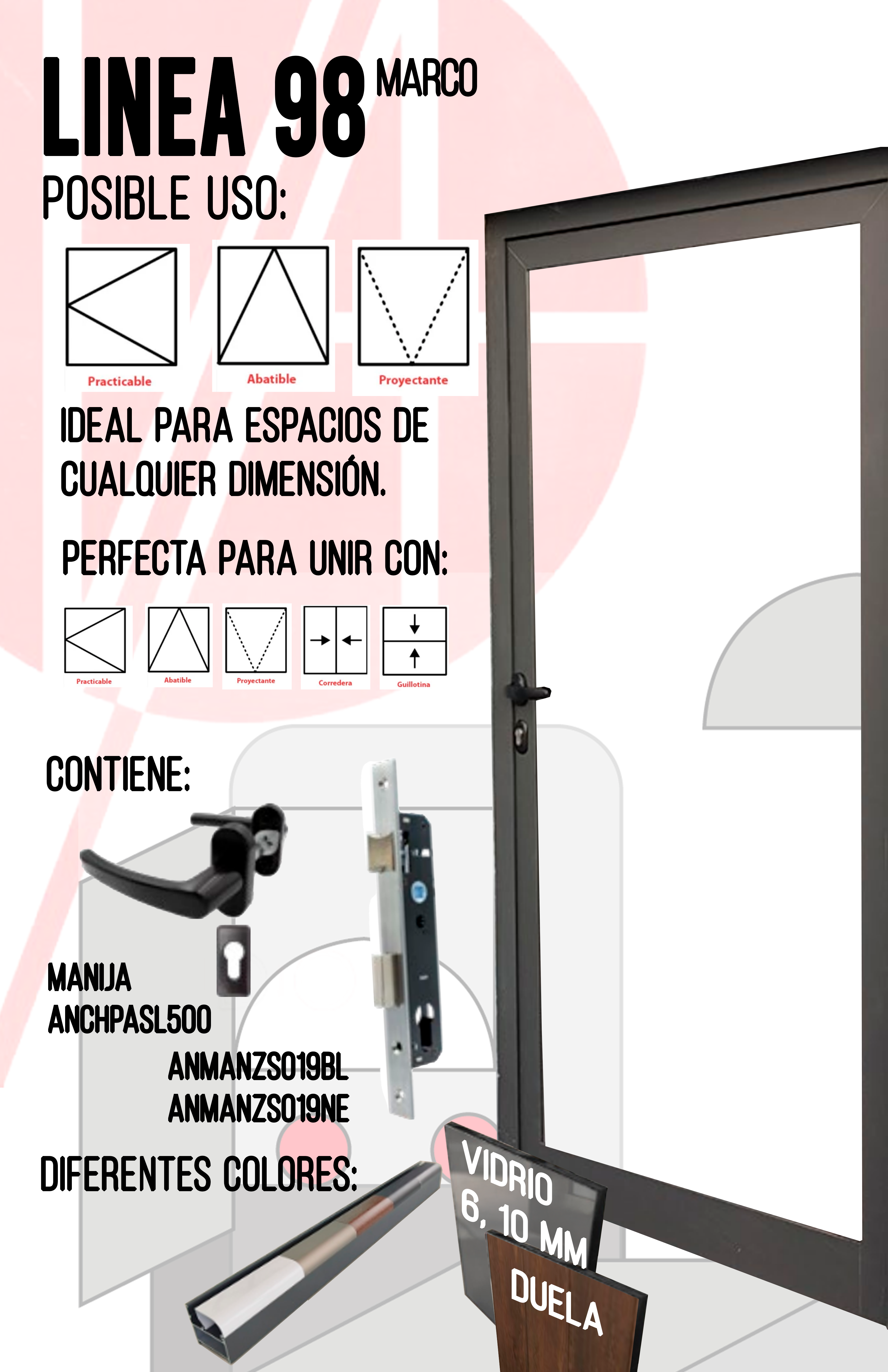 Puerta Batiente Monumental-Marco 98 Linea Europea