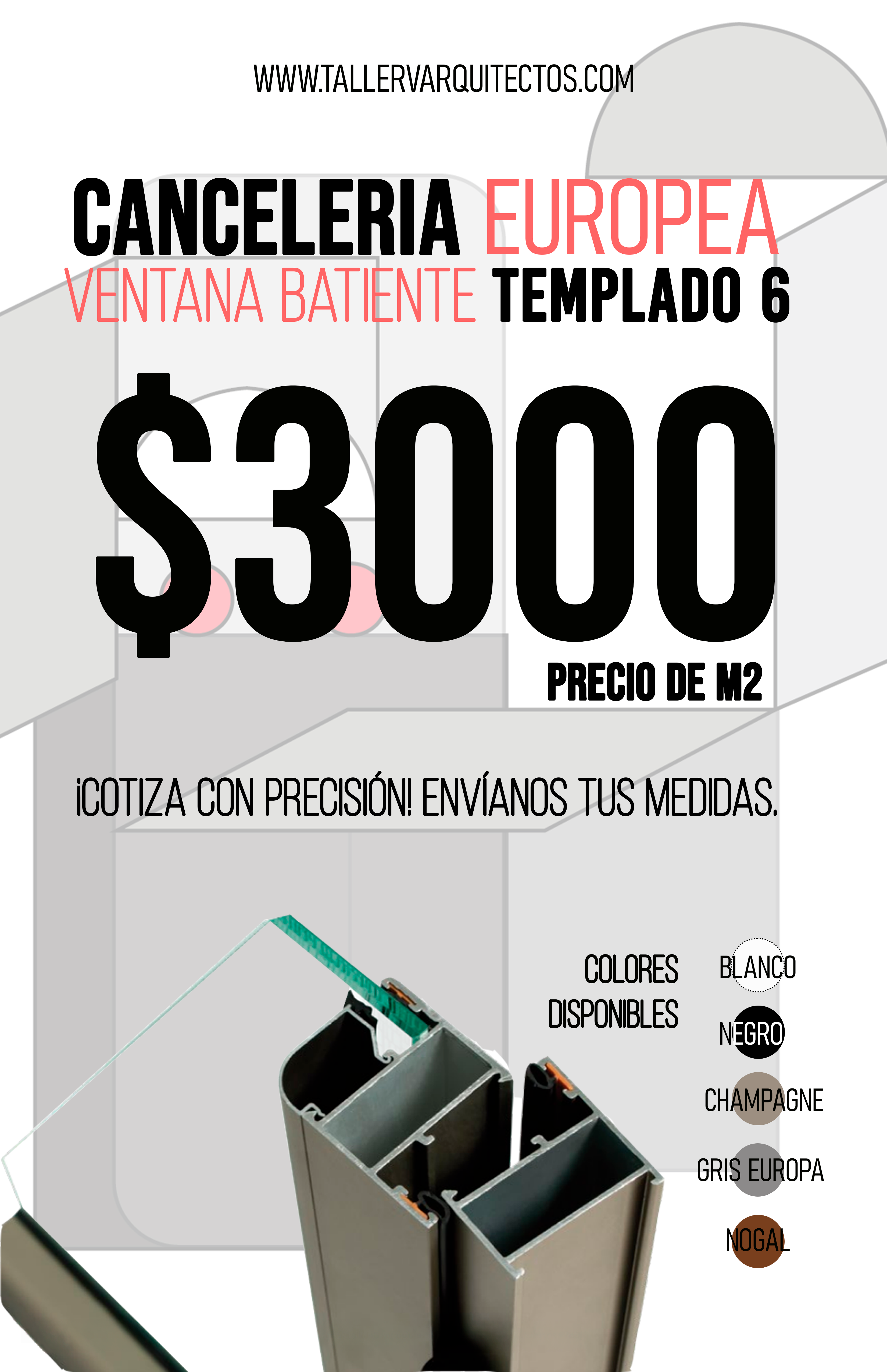 Cancelaría Ventana Batiente 40 Linea Europea