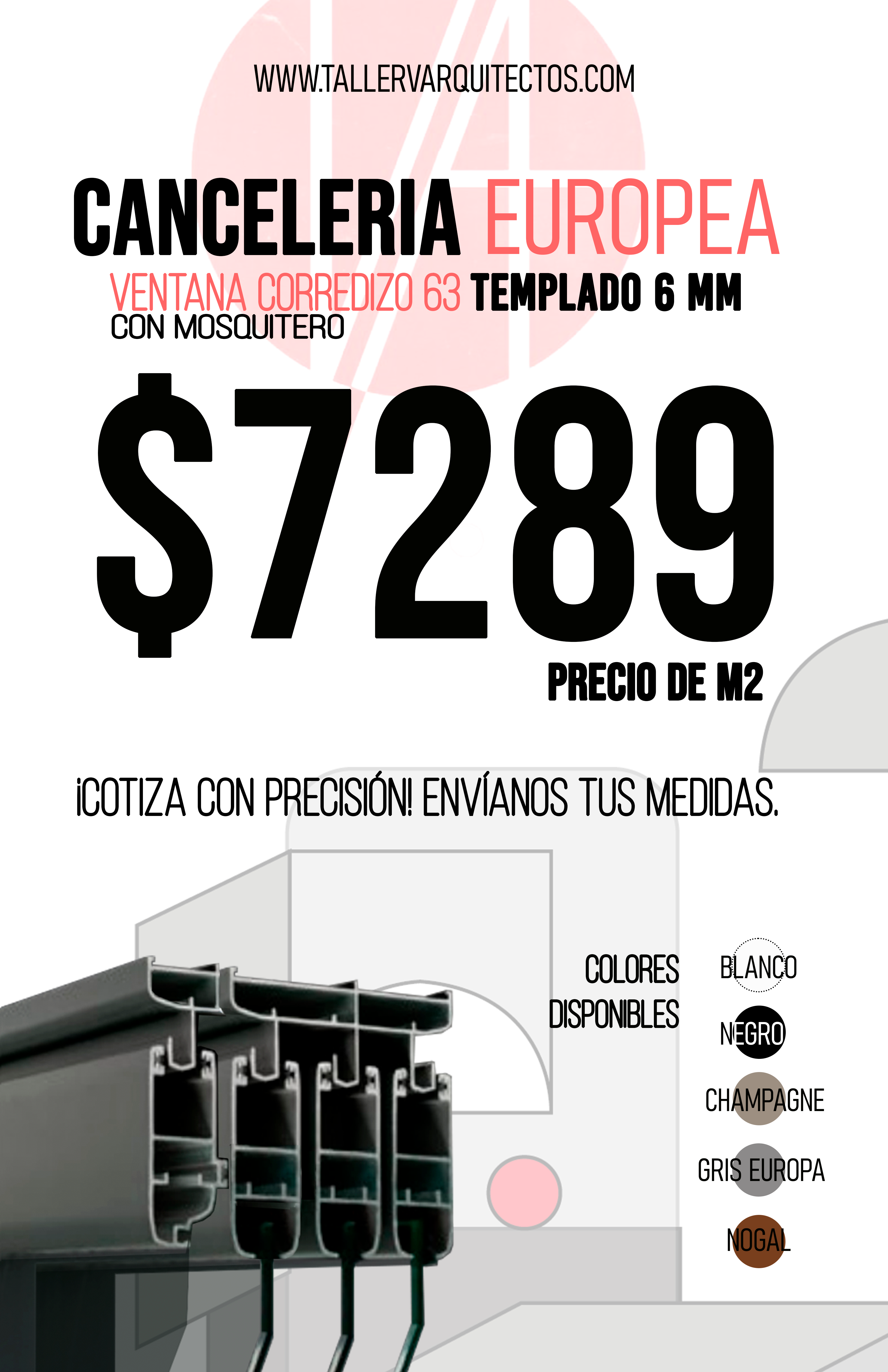 Ventana Corrediza XOX con Mosquitero-Marco 63 Linea Europea