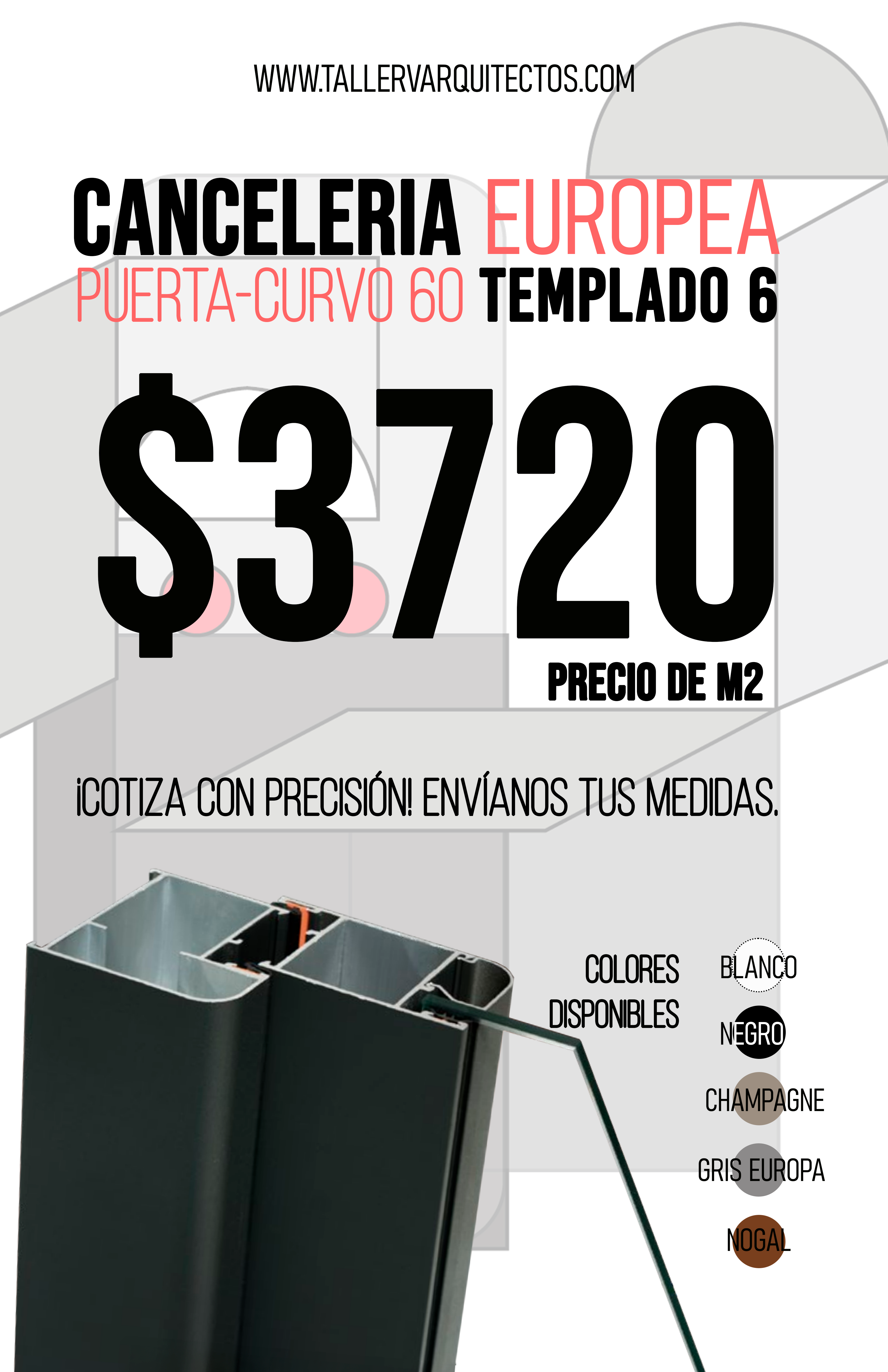 Puerta Batiente-Marco 60 Curvo Linea Europea