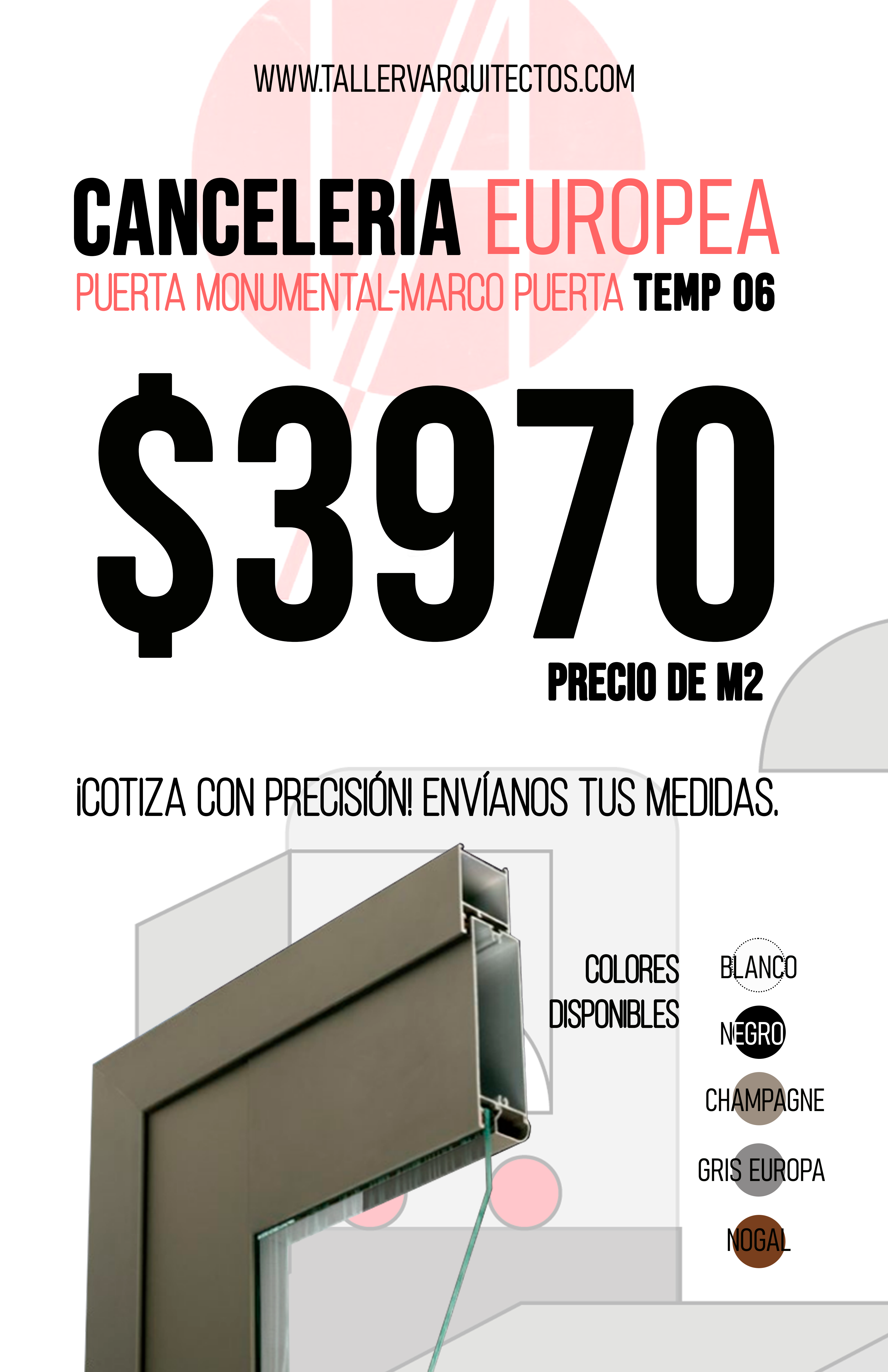 Puerta Batiente Monumental-Marco 40 Linea Europea