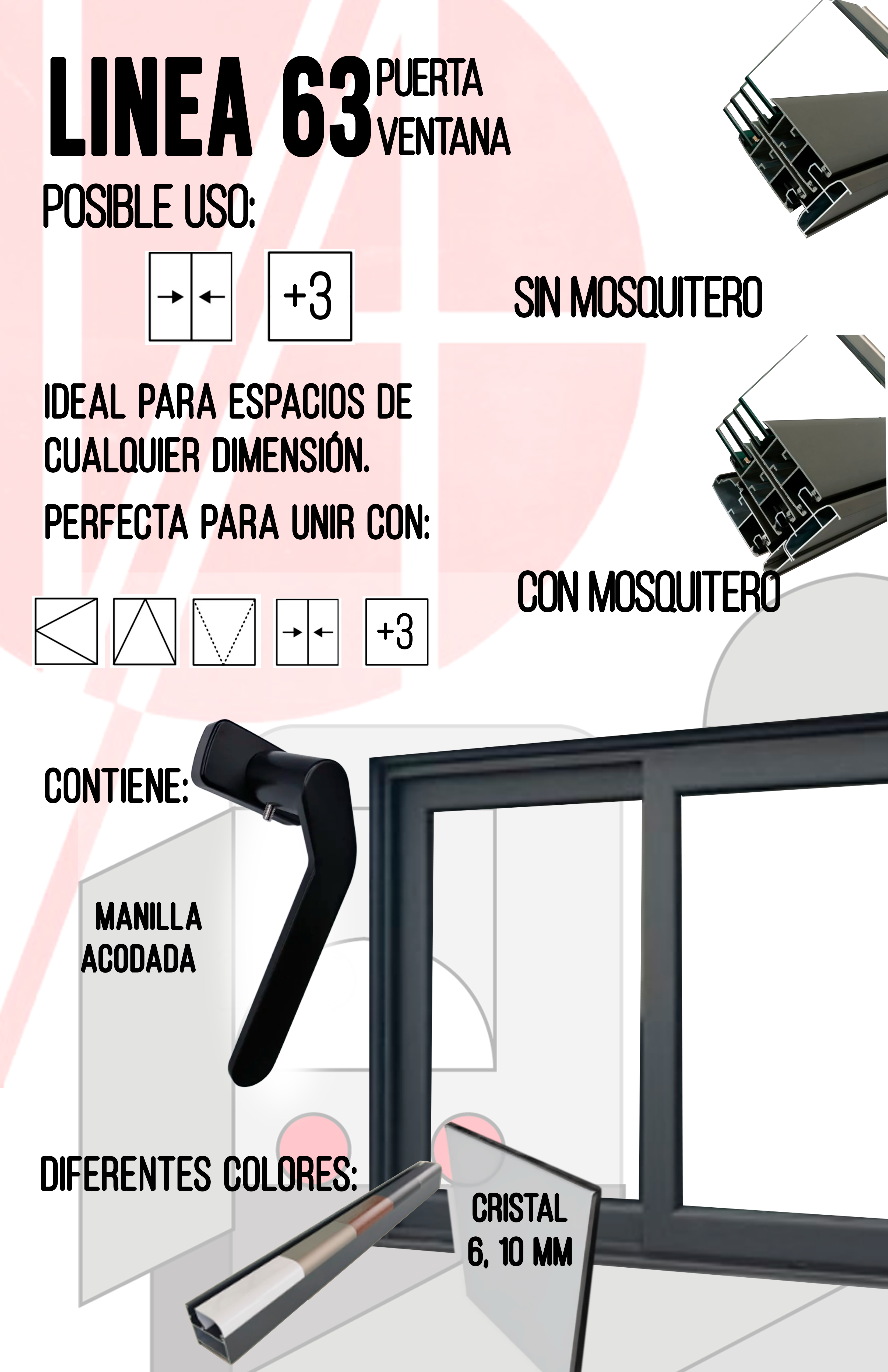 Puerta Corrediza OX con Mosquitero-Marco 63 Linea Europea