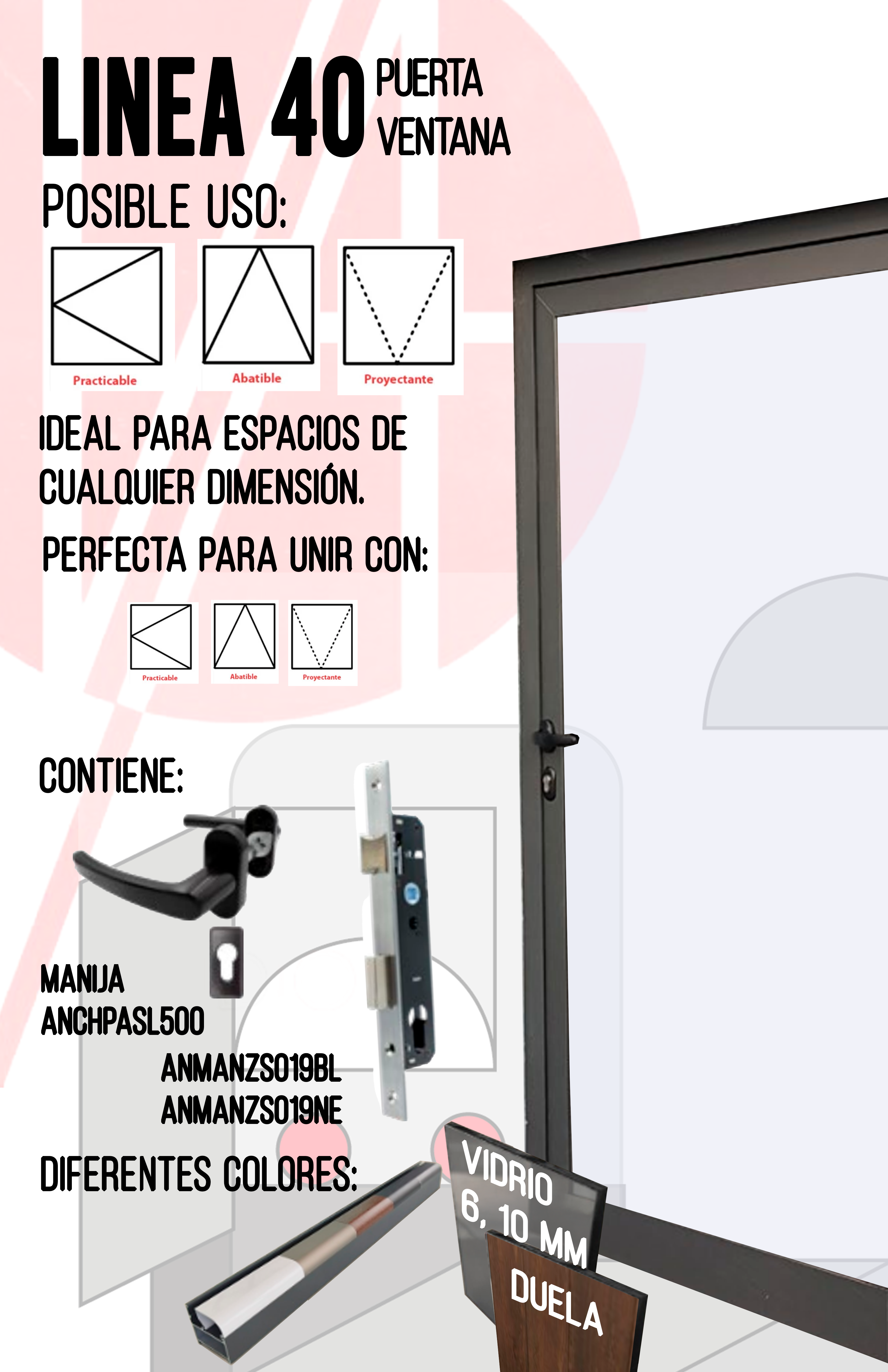 Puerta Batiente-Marco 40 Linea Europea