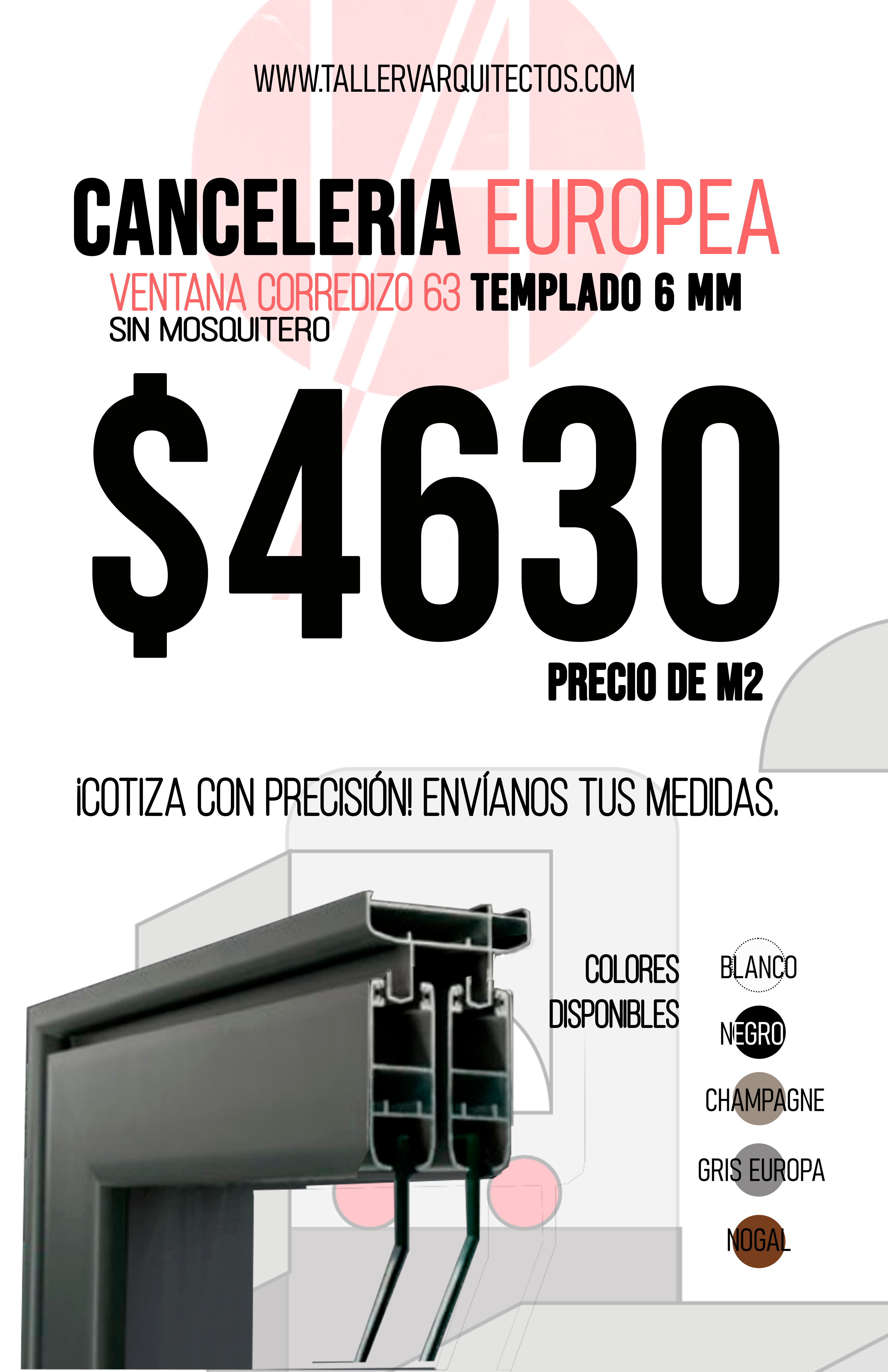 Ventana Corrediza OX sin Mosquitero-Marco 63 Linea Europea