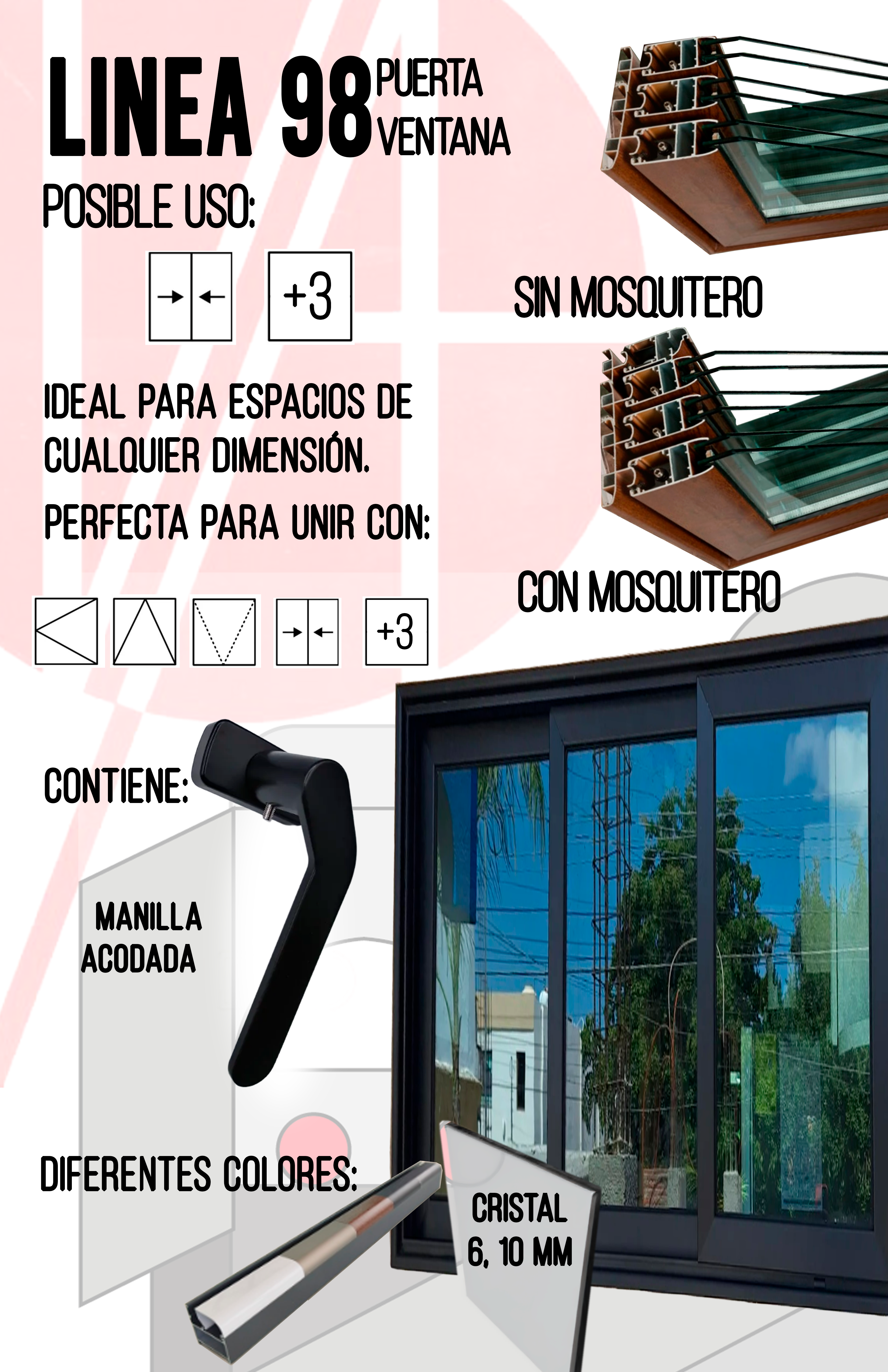 Puerta Corrediza OXX sin Mosquitero-Marco 98 Linea Europea