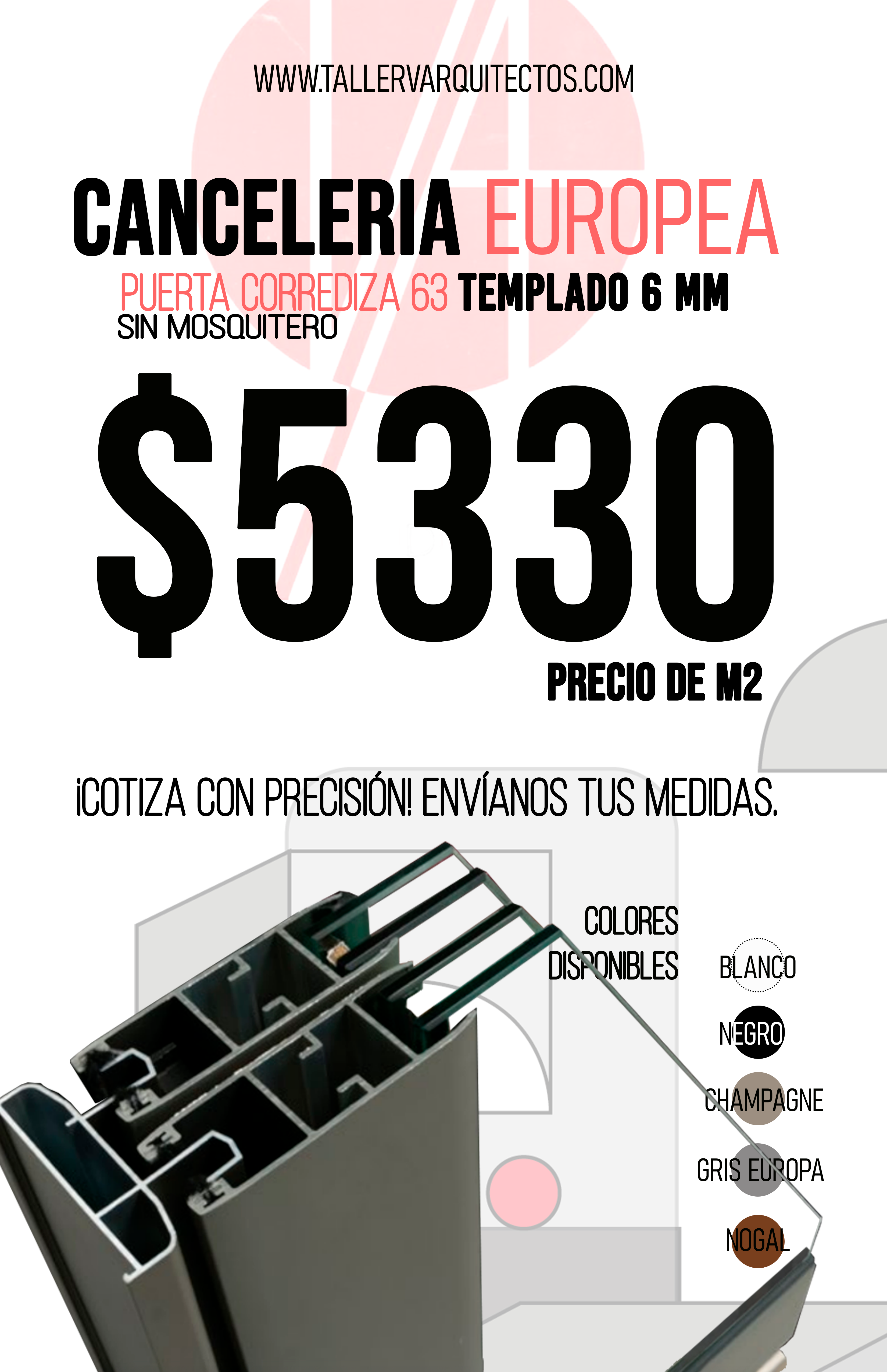 Puerta Corrediza OX sin Mosquitero-Marco 63 Linea Europea