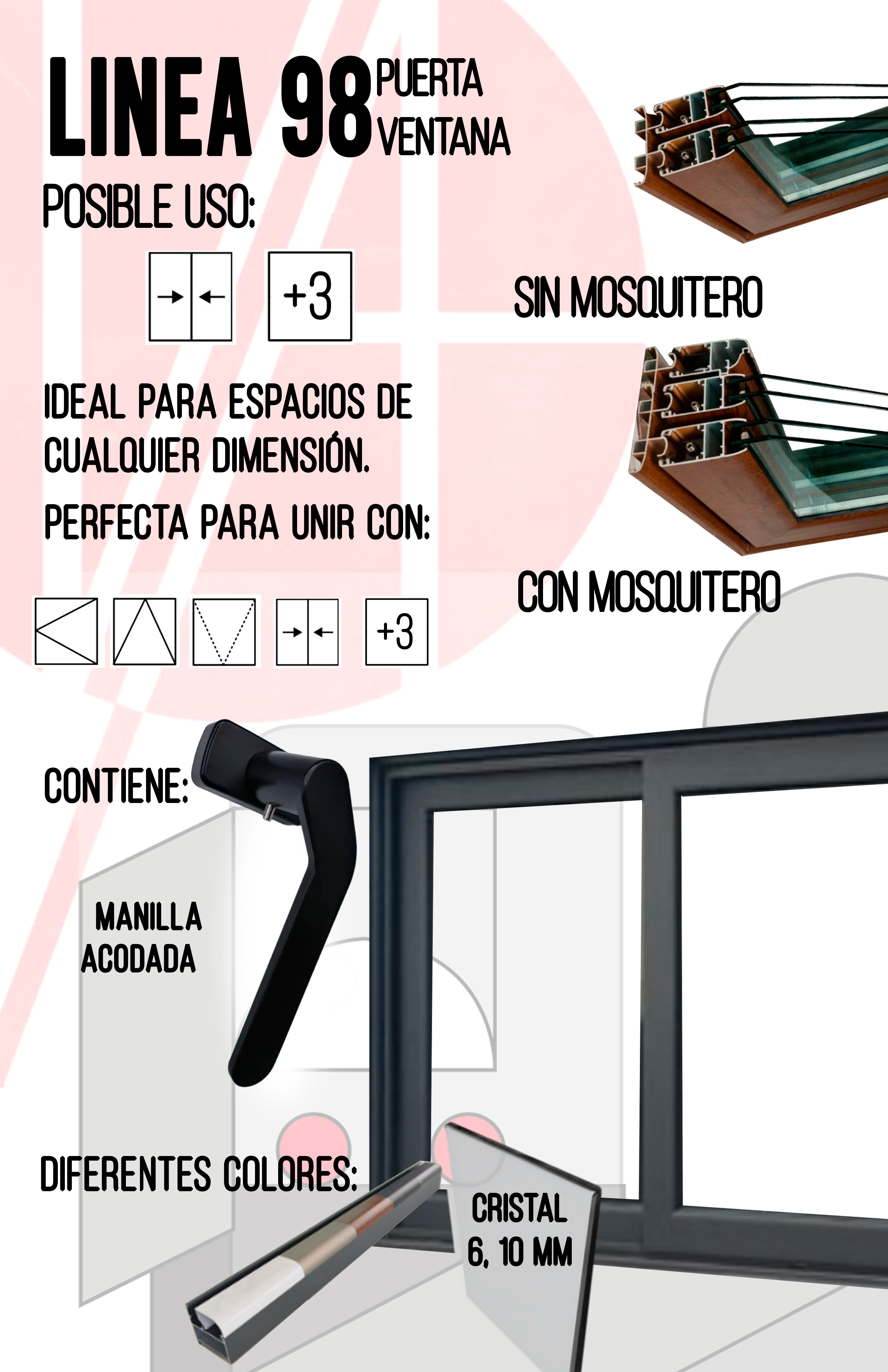 Puerta Corrediza OX con Mosquitero-Marco 98 Linea Europea