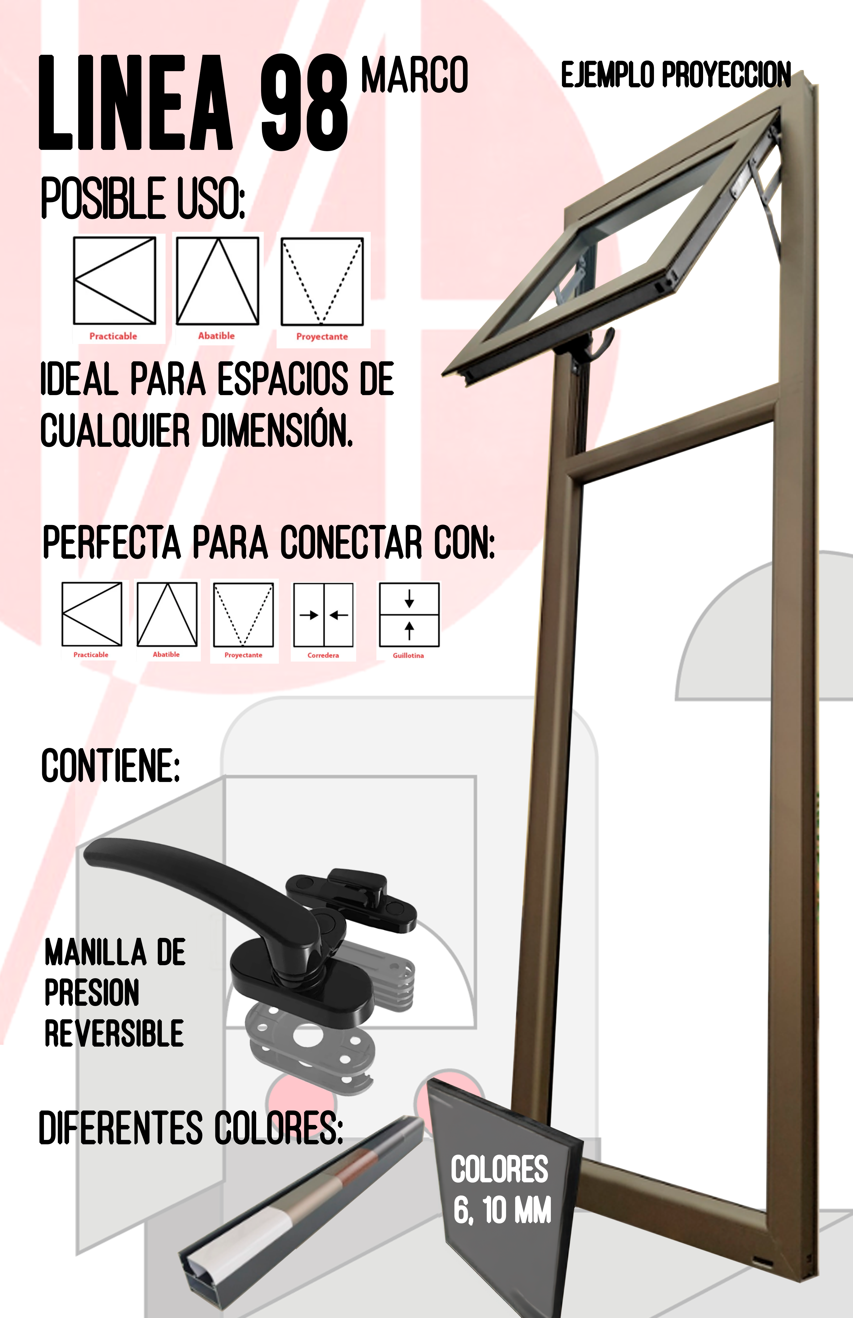 Cancelería Ventana Batiente-Marco 98 Linea Europea