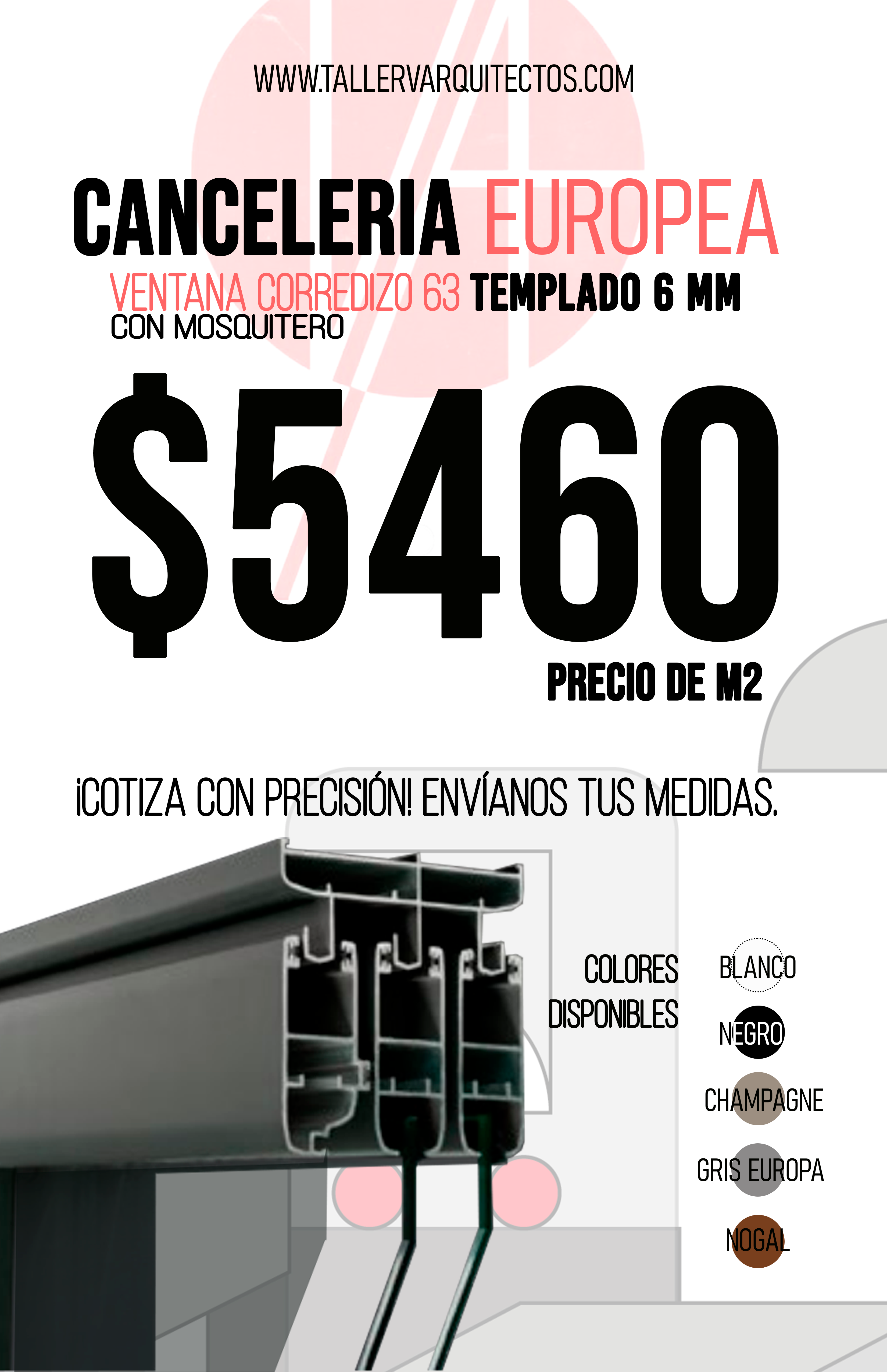 Ventana Corrediza OX con Mosquitero-Marco 63 Linea Europea